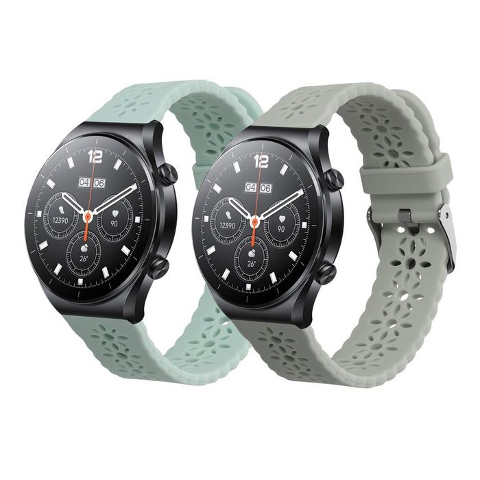 kwmobile Uhrenarmband 2x Armband für Xiaomi Watch S1 / S1 Active / Mi Watch Sport Fitnesstracker Sportarmband Silikon Band Lace Design 14 - 22 cm