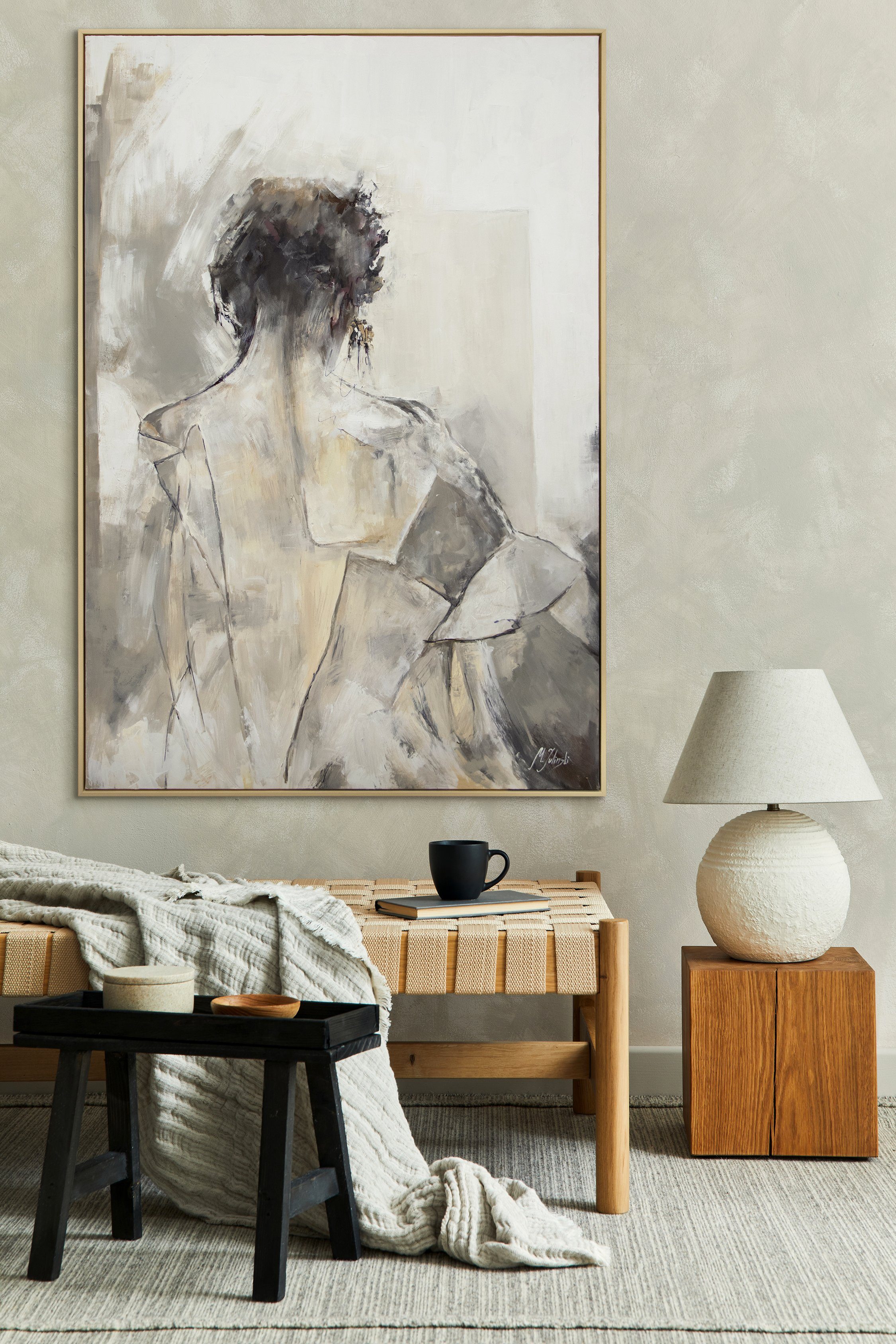 Verborgene Leinwandbild Frau Namur, mit Rahmen Abstrakt Gemälde YS-Art