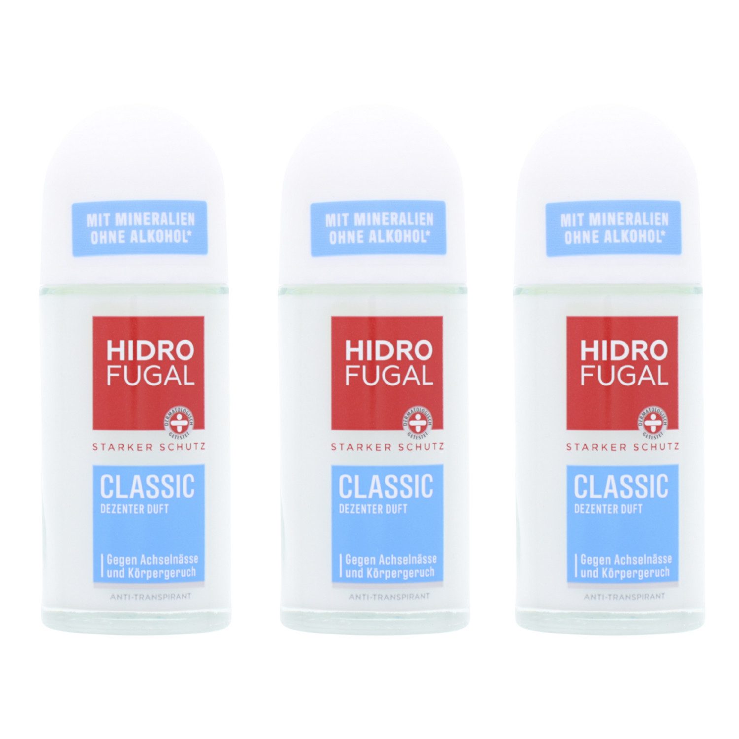 Bodyspray 3 x Hidrofugal Classic Deo Roll On Anti Transpirant jeweils 50 ml Deze