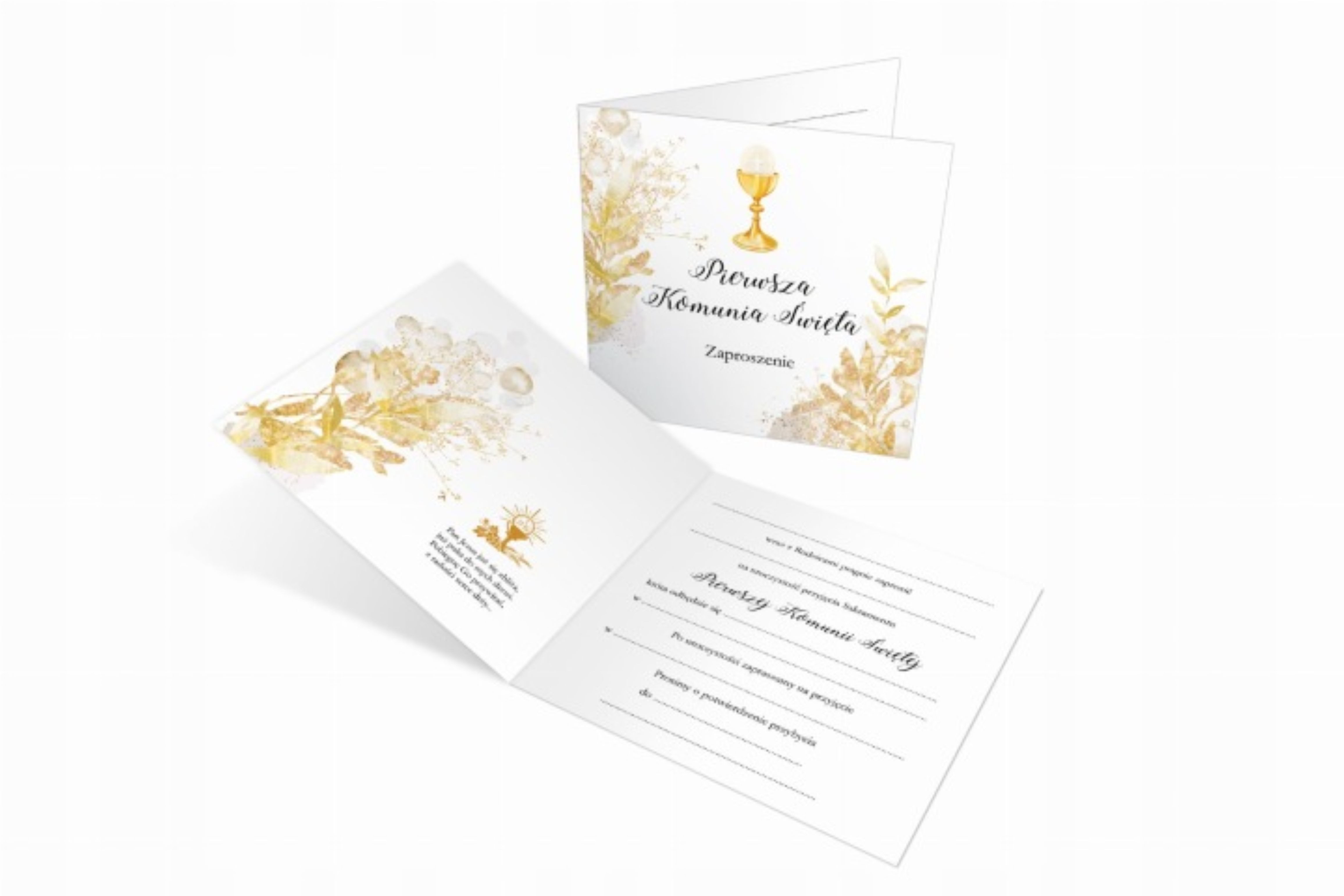 Festivalartikel Kommunionskarte Kommunion Einladung Set + Umschlag Elegant 15x15 cm