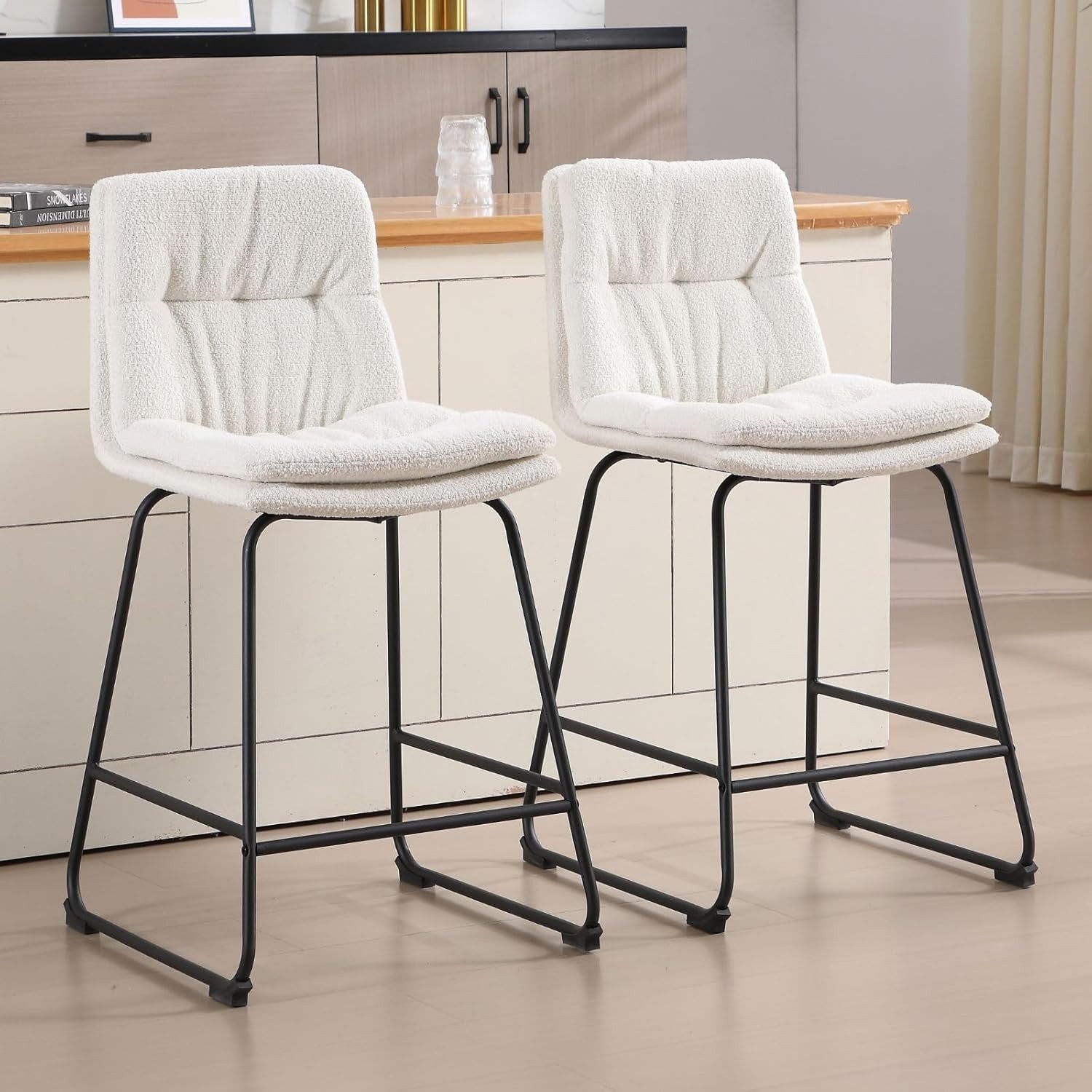 WAHSON OFFICE CHAIRS Barhocker 2er Set,PU-Leder/Kunstfell günstig online kaufen