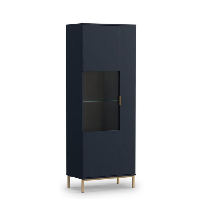 Beautysofa Vitrine Pula mit Push-To-Open Tür Standvitrine mit Glaseinlegebode Schrank im modernes Stil für Wohnzimmer 190 cm hohe