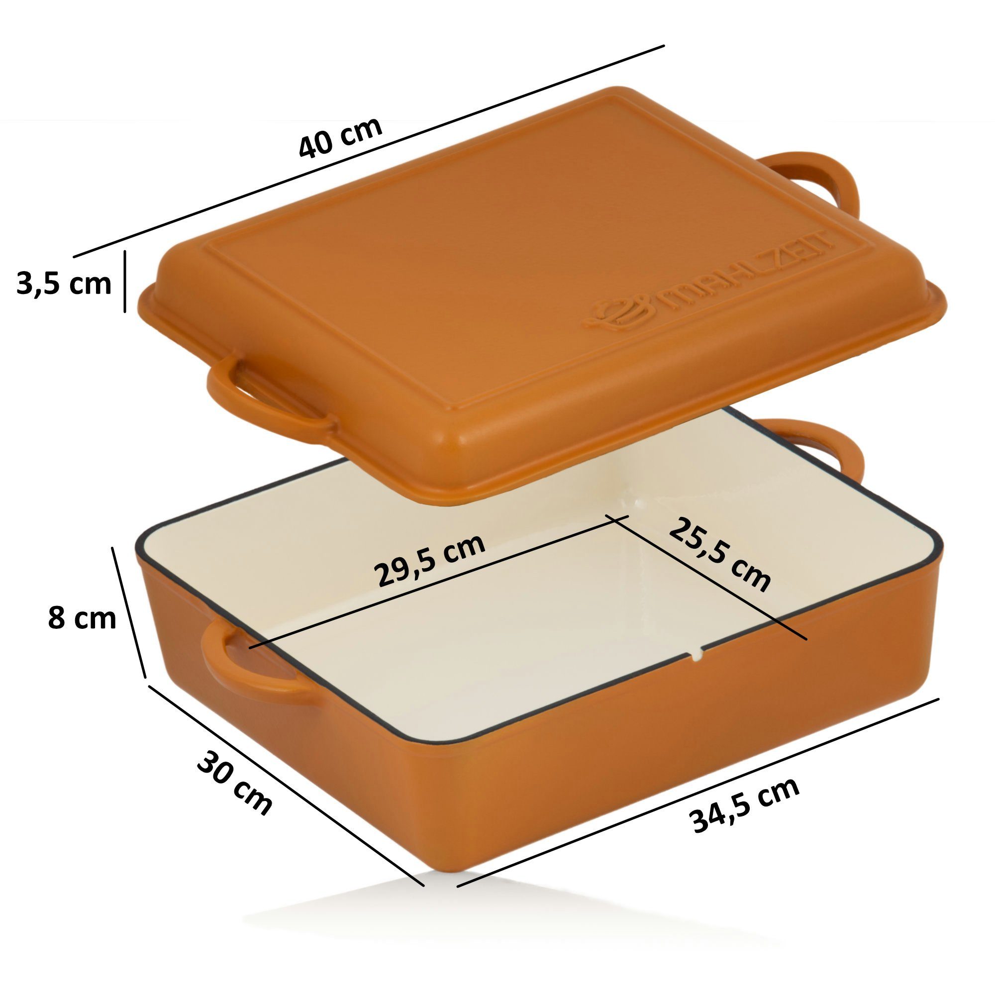 Set, (Set, cm, Gusseisen 3-tlg. 29,5 Liter, Gusseisen 3-teiliges Sunny Mahlzeit Ø Gusseien 10,8 Liter, 3,8 Orange, Set) Topf-Set