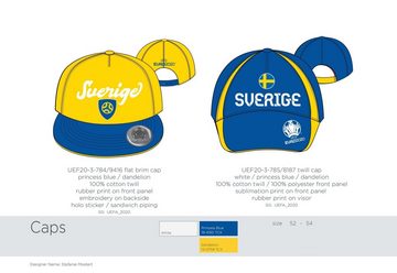 coole-fun-t-shirts Schirmmütze SCHWEDEN Kinder Basecap Schirmmütze Fußball EM Sverige Europameisterschaft Base und Snapback Jungen + Mädchen für Kita, Schule, Einschulung Gr.52 + 54