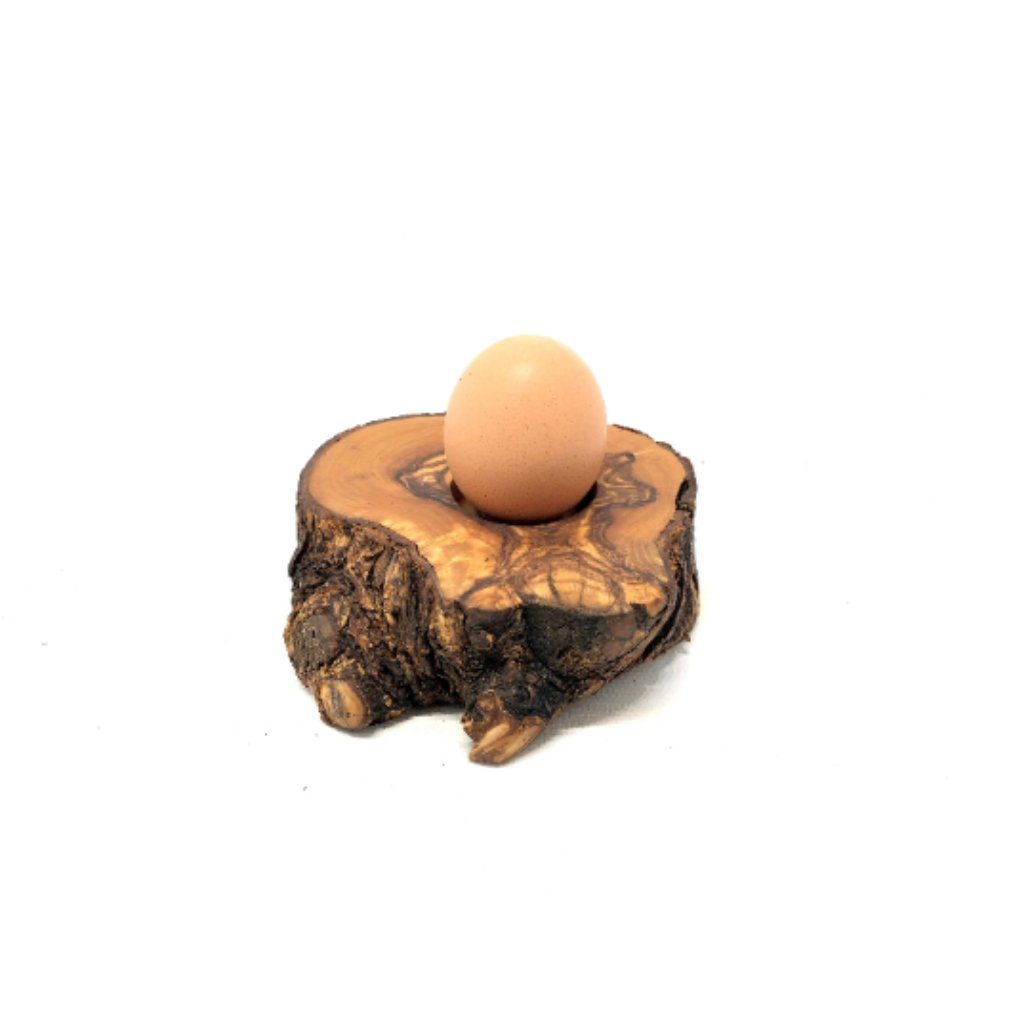 Olivenholz-erleben Eierbecher Eierbecher mit rustikalem Rand aus Olivenholz, (1-tlg), antibakterielle Wirkung