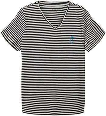 TOM TAILOR T-Shirt mit Streifen und Stickerei