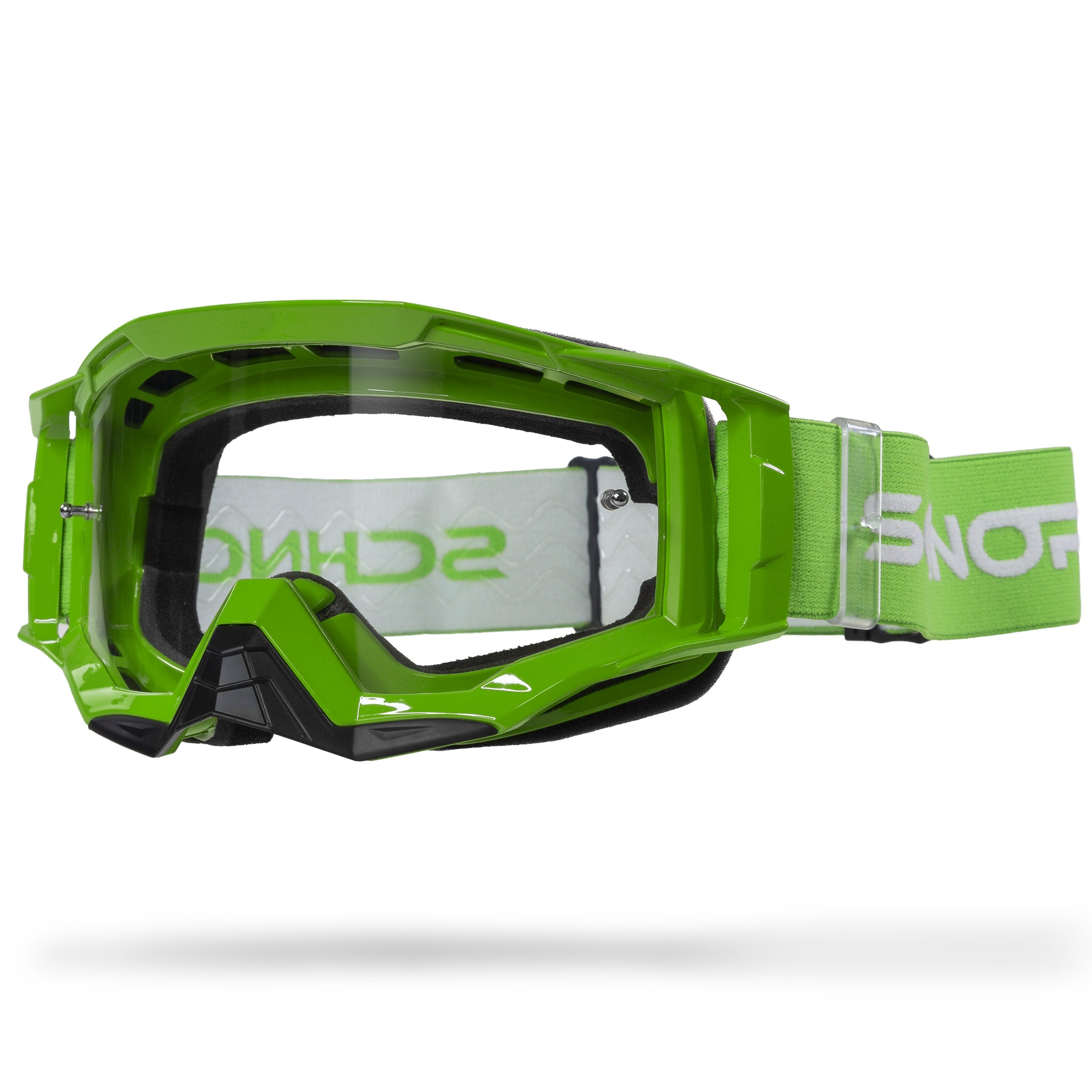 SCHNORR Sportbrille Schnorr MX Neo Motocross Brille Grün, Anti-Fog & Tear-Off, (1-St), Tear-Off & Roll-Off kompatibel