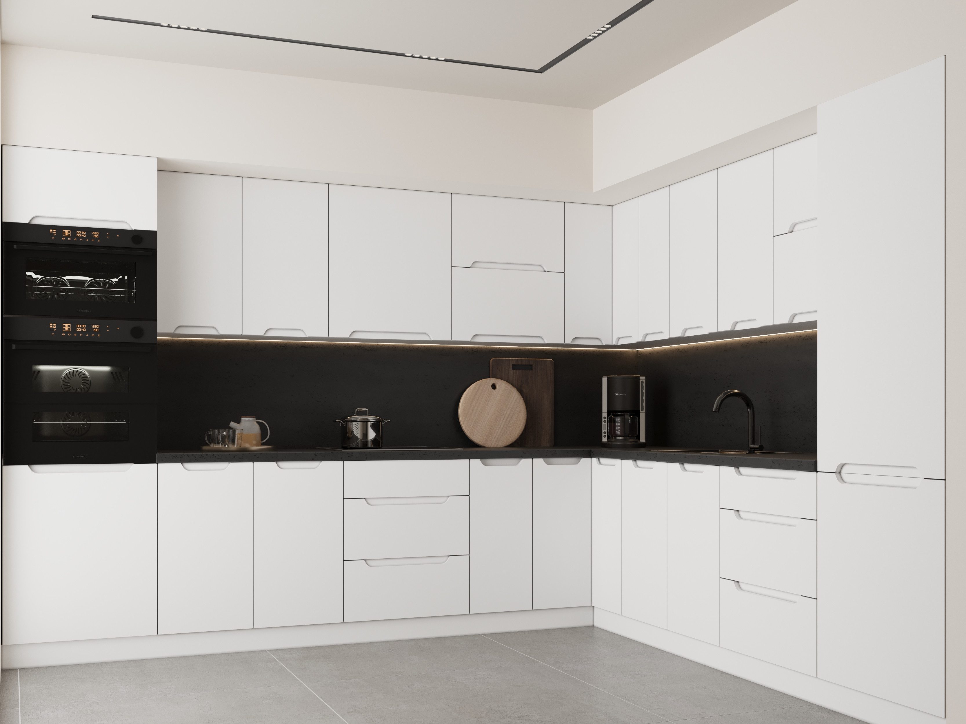 ROYAL24_MARKT Winkelküche KS37-G320x290 – Zivora - mit MDF-Fronten und Soft-Close, (Komplett Set), Premium - Modern - Exzellent