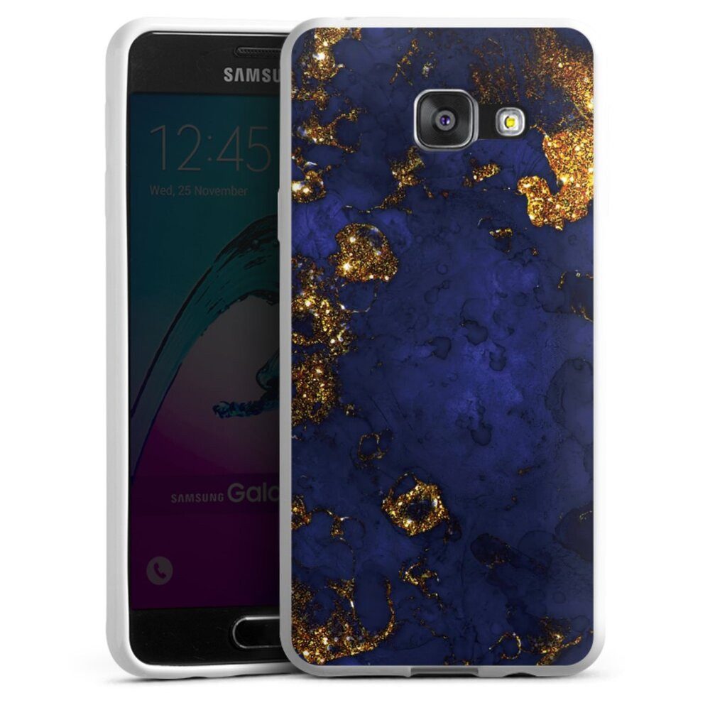 DeinDesign Handyhülle Marmor Gold Utart Blue and Golden Marble Look, Samsung Galaxy A3 (2016) Silikon Hülle Bumper Case Handy Schutzhülle