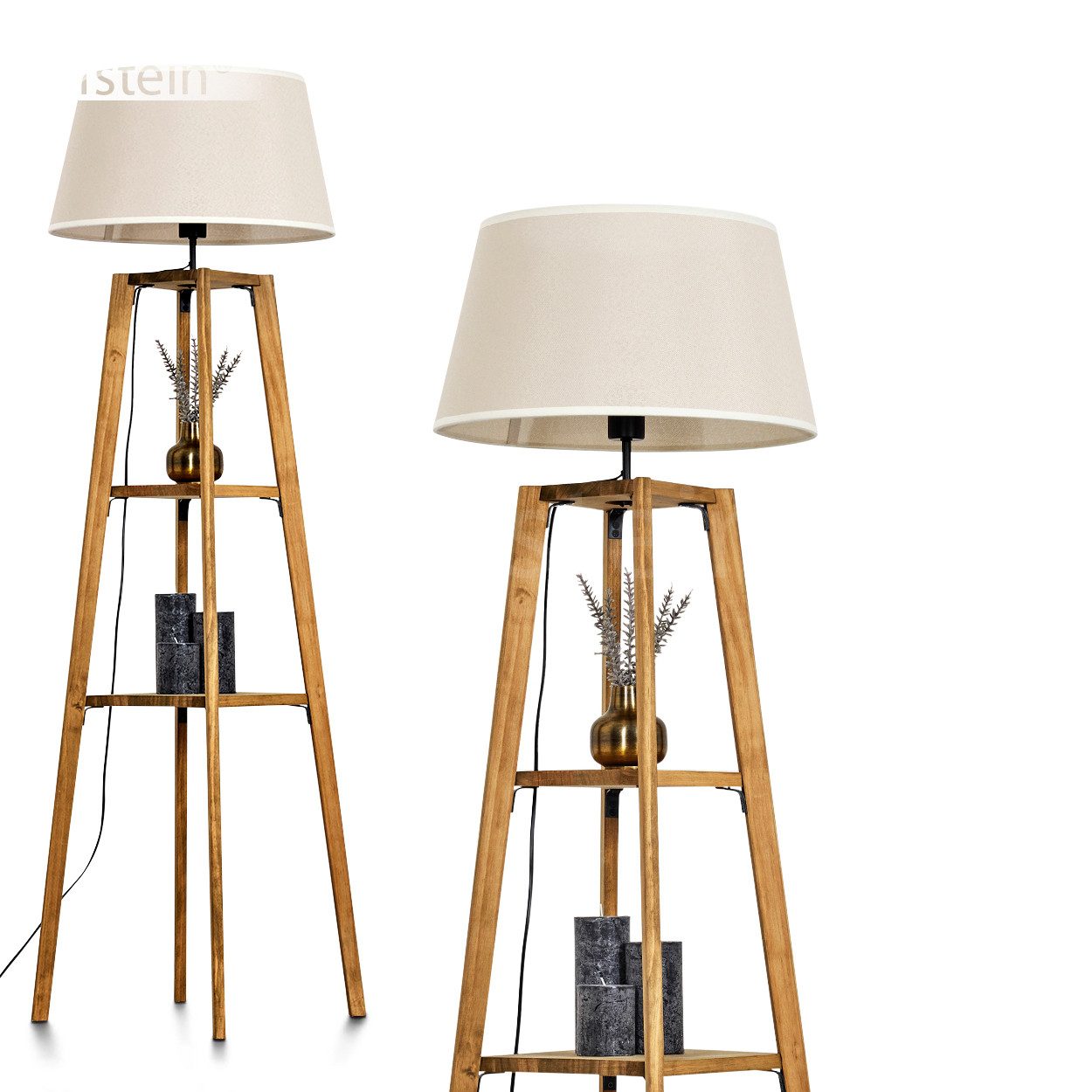 hofstein Stehlampe Stehlampe aus Holz/Stoff in Natur/Beige/Weiß, ohne Leuch günstig online kaufen