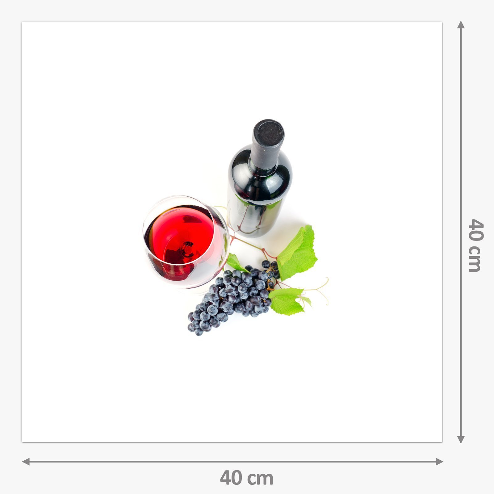 Spritzschutz Rotweinflasche Trauben Glas und Primedeco Küchenrückwand
