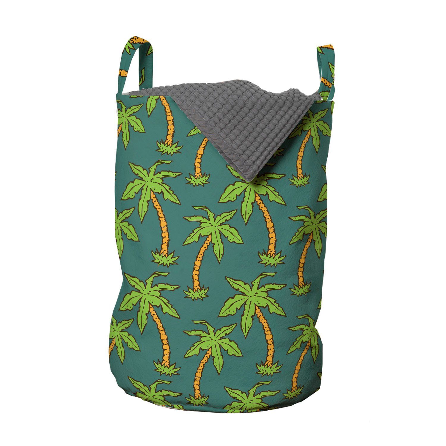 Stil Waschsalons, Palm Botanik Griffen 90s Kordelzugverschluss mit Wäschesäckchen Wäschekorb Palmen für Abakuhaus