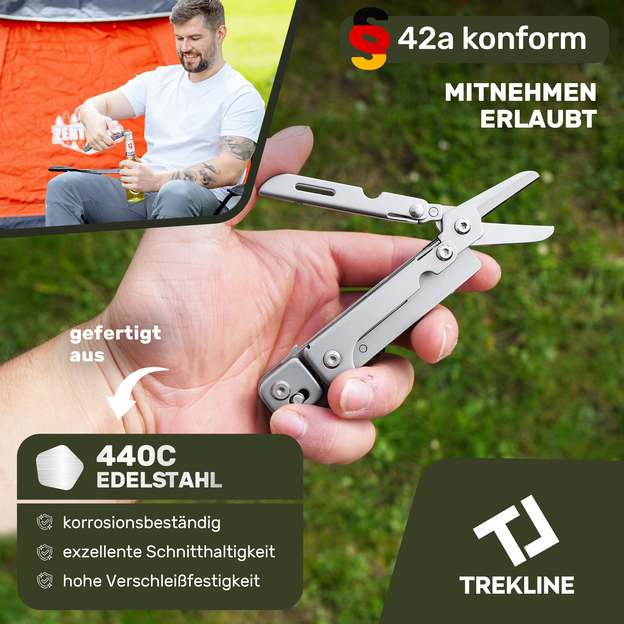 Trekline Multitool - Camping Werkzeug Multifunktionswerkzeug Multifunktionsmesser