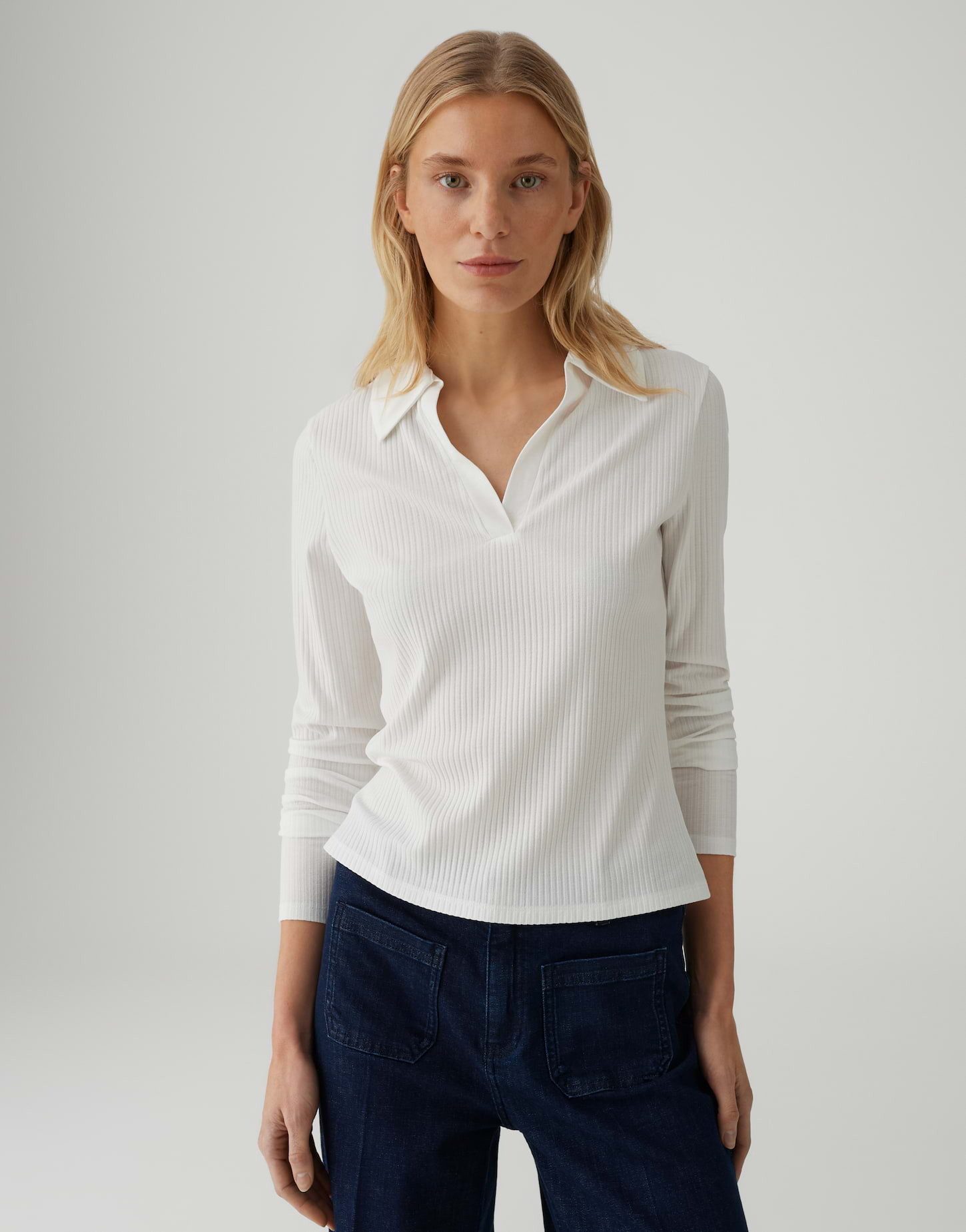 OPUS Langarm-Poloshirt Seti aus ECOVERO™ Viskose Mix Slim Fit schmale Passf günstig online kaufen