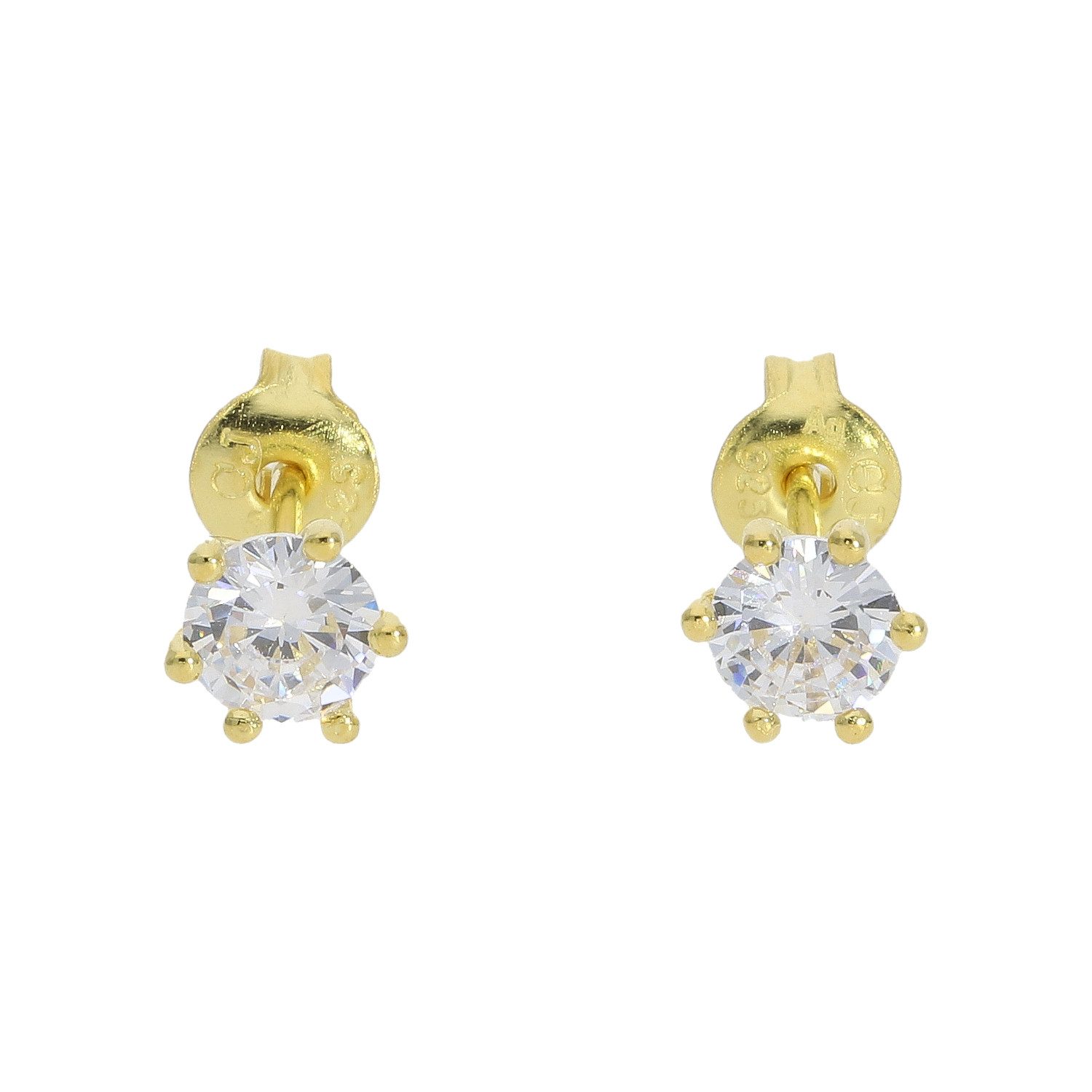 JuwelmaLux Paar Ohrstecker Ohrstecker Silber 925 Gold plattiert Zirkonia JL10-06-3776 JuwelmaLux (kein Set, 2-tlg., inkl. edelm Schmucketui)