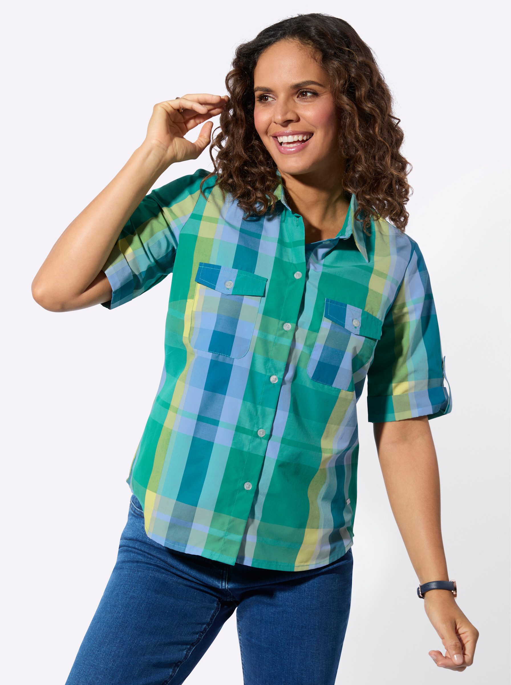 Witt Klassische Bluse Karo-Bluse Kurzarm günstig online kaufen