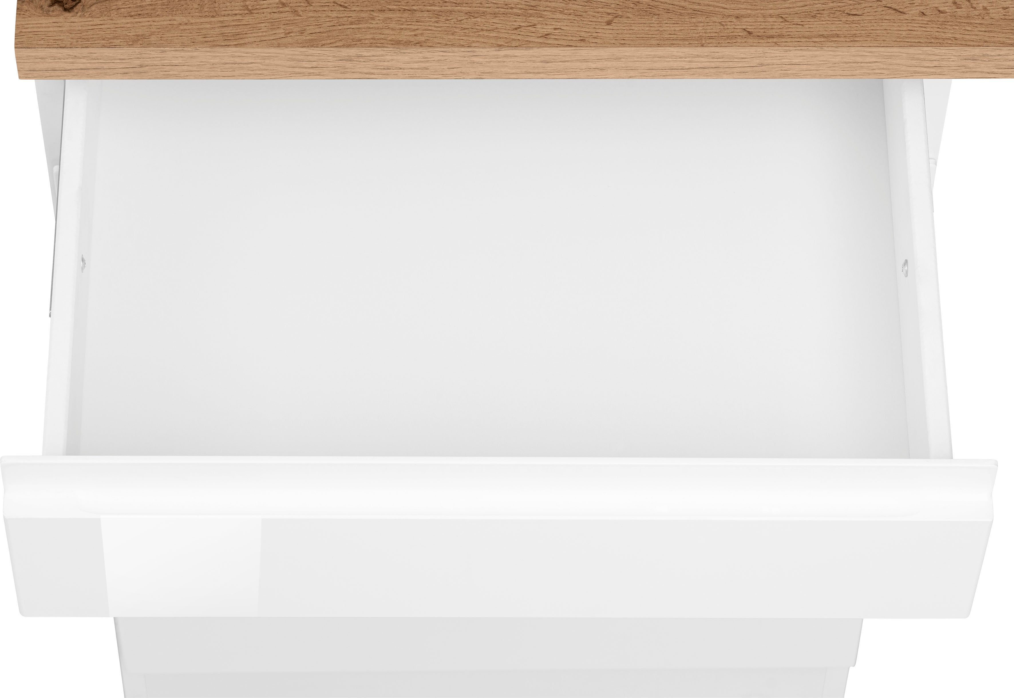 HELD MÖBEL Küche Virginia, Breite mit weiß E-Geräten weiß | Hochglanz weiß hochglanz/weiß-wotaneiche | 330 cm