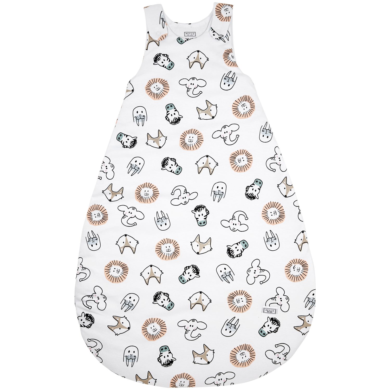 Meyco Baby Babyschlafsack Animal Multicolour (100% Baumwolle, 1 tlg), 50/56