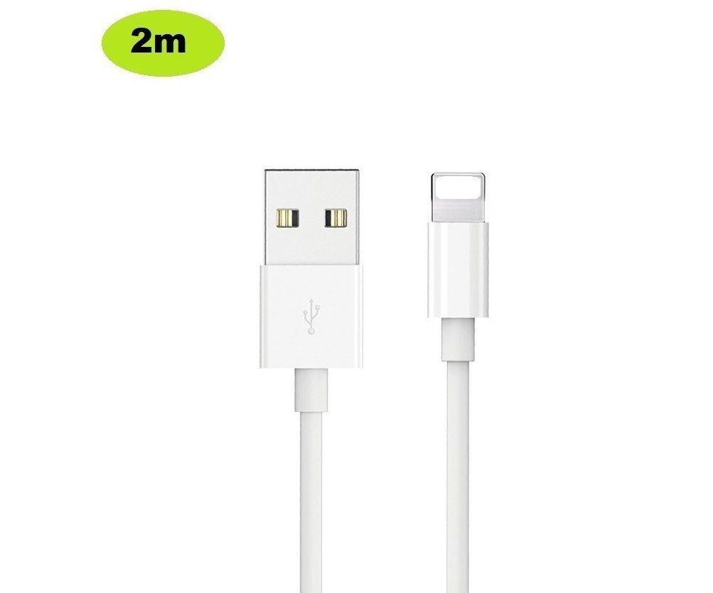 Ventarent Ladekabel USB passt für iPhone 11, 12, 13, 14, Pro, X, Xs, Xr, Xs Max Smartphone-Ladegerät (500,00 mA, Set, 2-tlg., 1x Ladekabel USB-A auf Lightning + 1x Adapter USB-A 10 Watt, 2 METER Kabel)