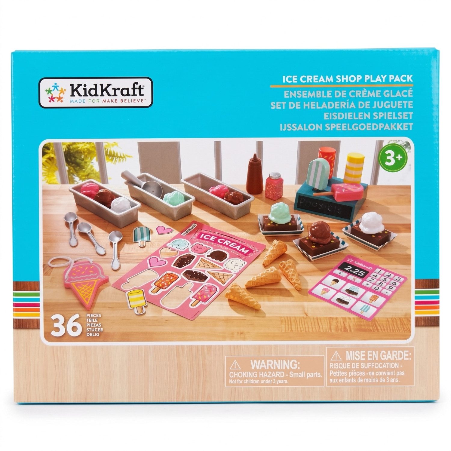 KidKraft® Spielküche Kaufladen Eisdielen Spielset mit Eistüten Kaufmannsladen Kinderküche MDF, aus Holz