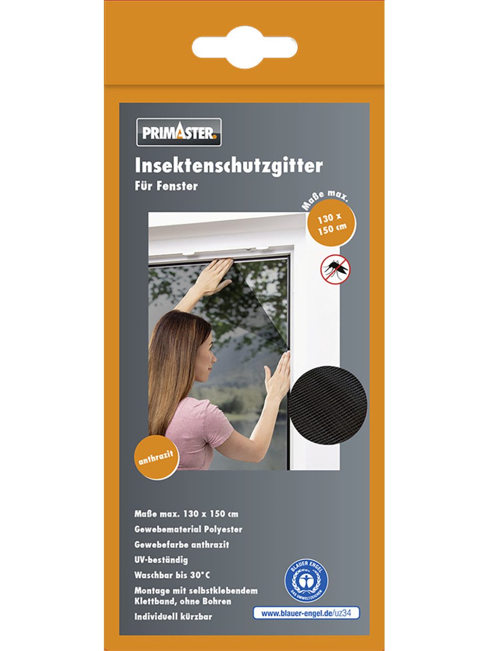 Primaster Fliegengitter-Gewebe Primaster Fliegengitter 130 x 150 cm anthrazit