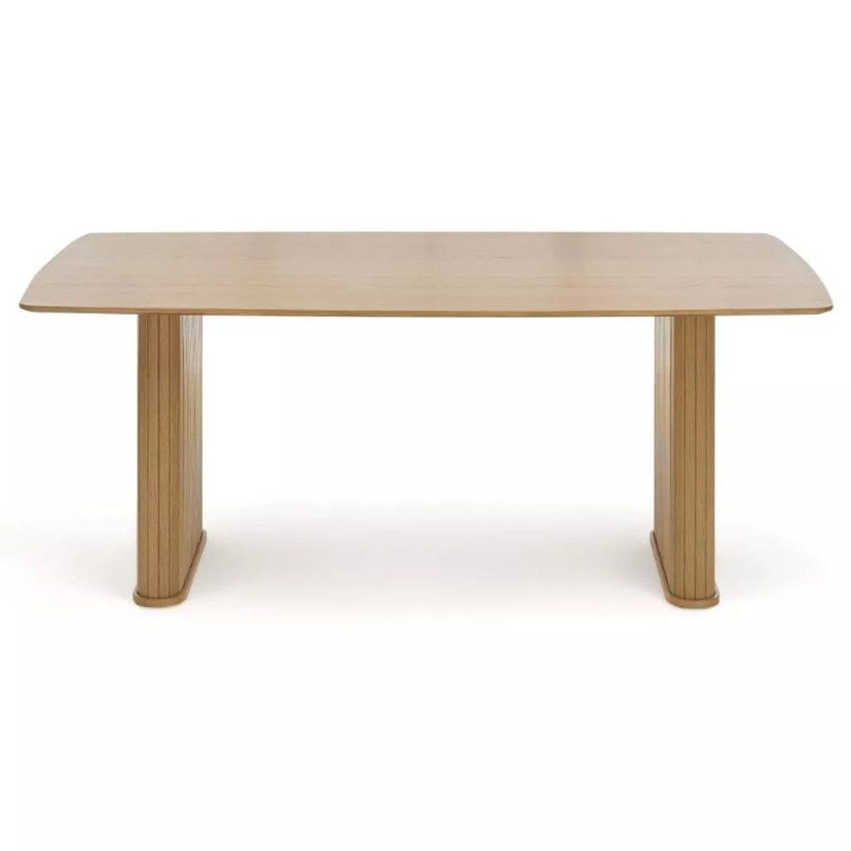 Liadomo Esstisch Uriel, Tischplatte in Bootsform, Gestell in Lamellenoptik, Eiche Furnier