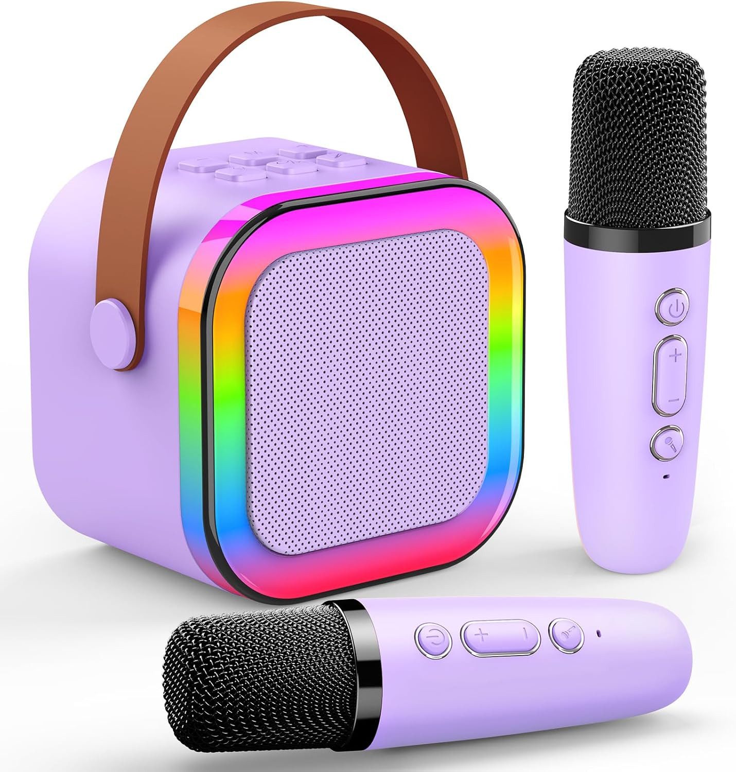 Mini-Karaoke-Set Kinder-Karaoke-Maschine mit 2 kabellosen Mikrofonen Bluetooth-Lautsprecher