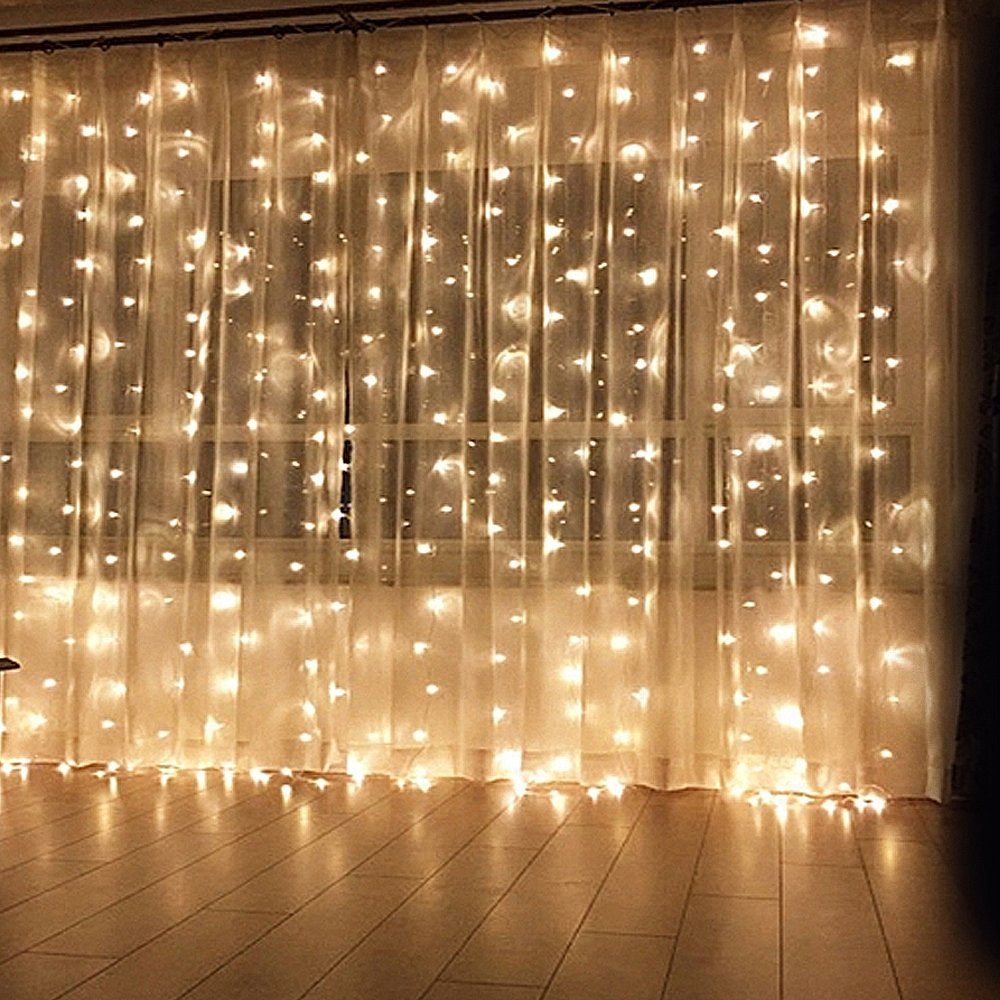 Arnusa Lichtervorhang »3x3 Meter warmweiß«, 300-flammig, Lichterkette  Weihnachtsbeleuchtung