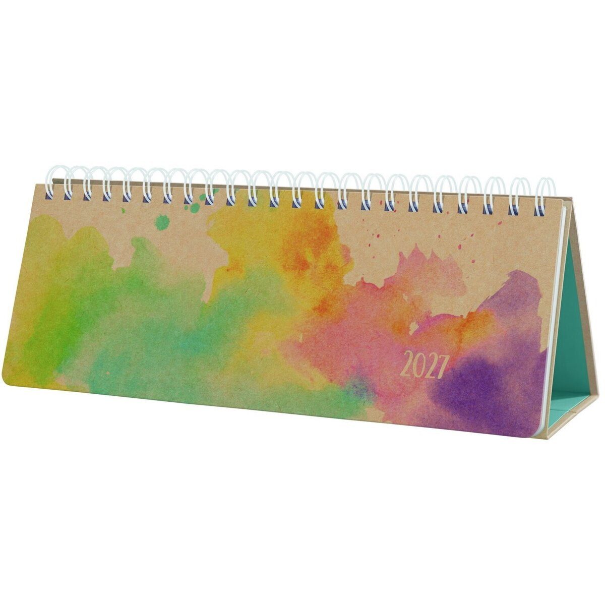 Schreibtischkalender Tischkalender Jolie 2027 Hardcover 1/2 A4 quer Rainbow Flow 126 Seiten