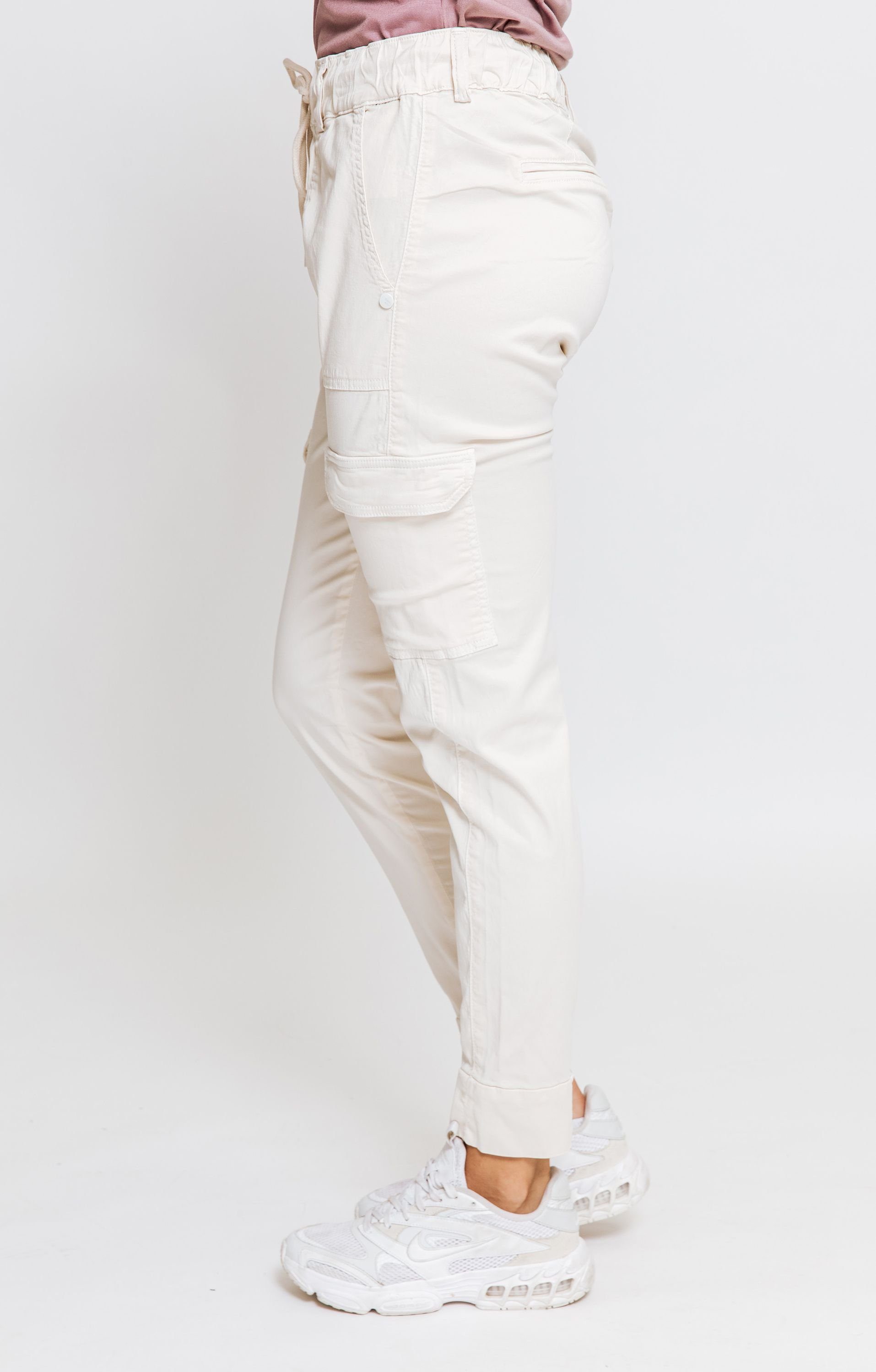 Damen Hosen Zhrill Chinos Hose Cargo DAISEY Off White (0-tlg) mit aufgesetzten Taschen seitlich