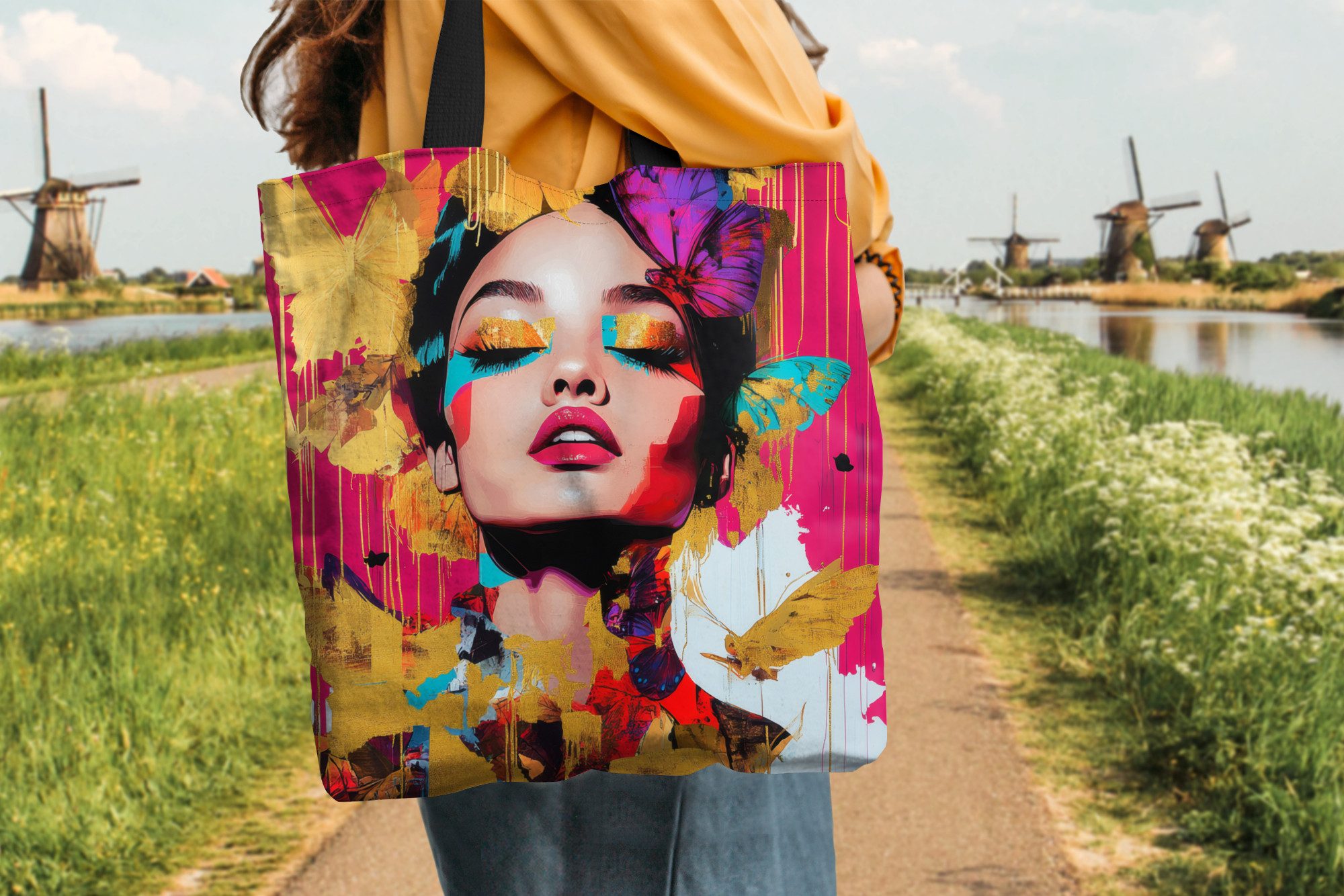 MuchoWow Shopper Frau - Abstrakt - Farbenfroh, Handtasche, Damen und Herren, Schultertasche, Umhängetasche, Tote Bag