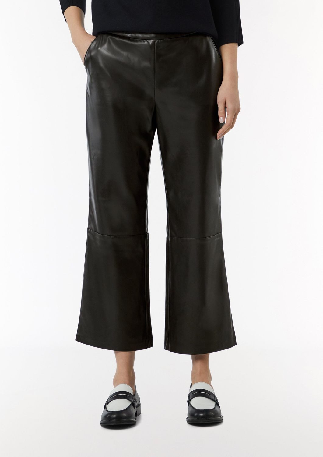 comma Stoffhose Flared-Leg-Hose (1-tlg) Lederoptik, 7/8-Länge, Taschen günstig online kaufen