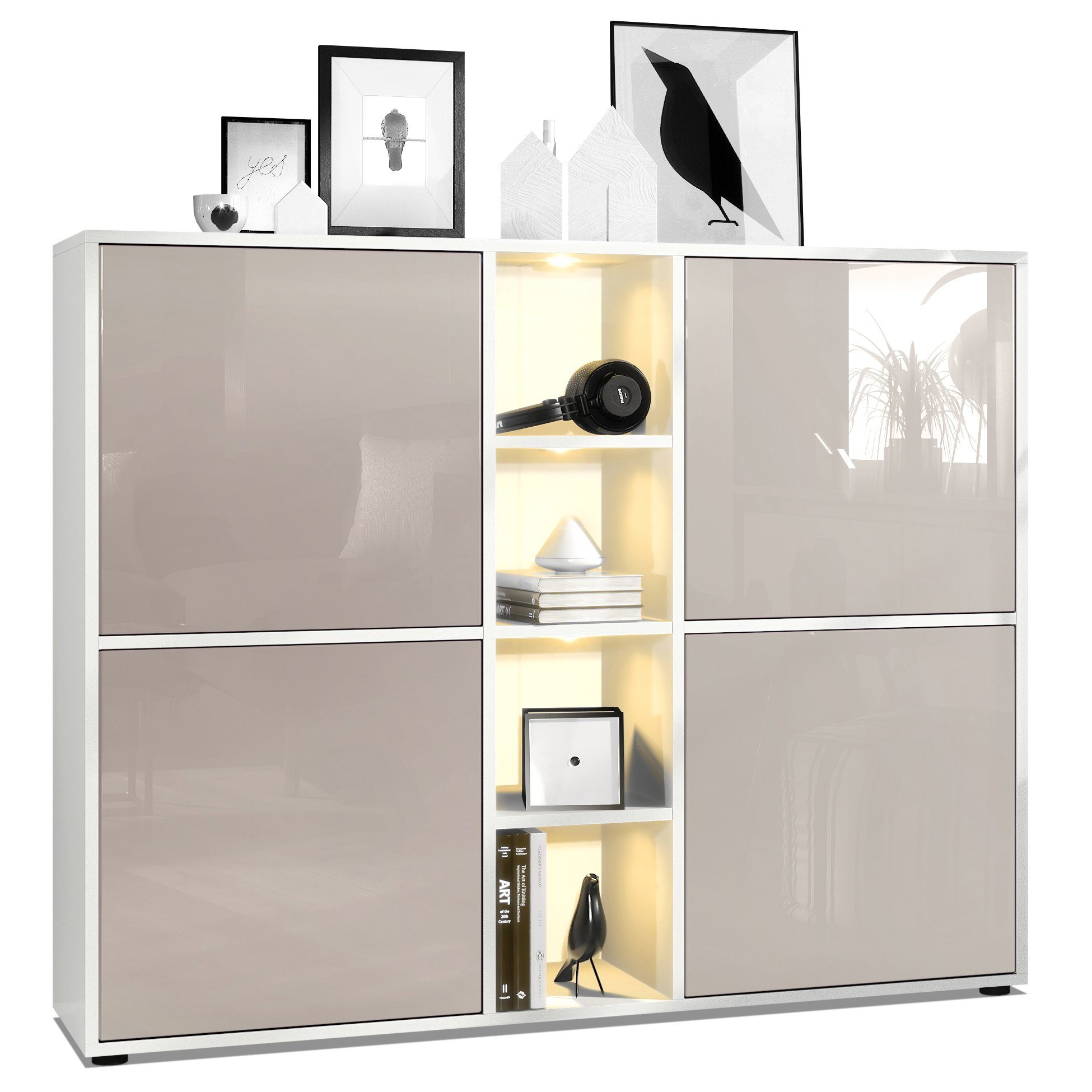 Vladon Highboard Cuba V3 (Highboard, mit 12 Fächern, inkl. RGB LED Beleucht günstig online kaufen