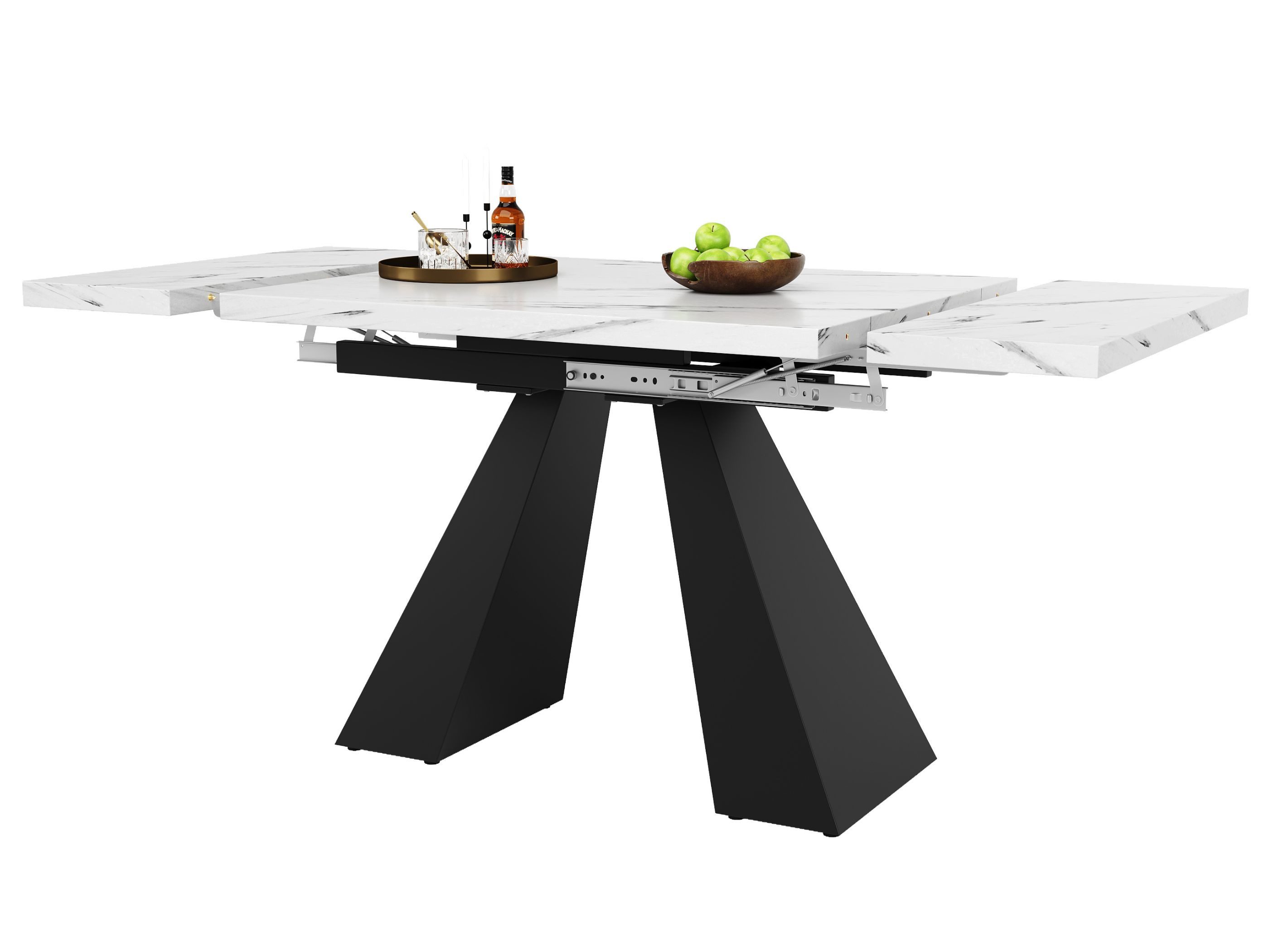 SeedWave Esstisch Ausziehbarer, 99-159 cm verstellbare Größe, moderne Marmoroptik, verstellbare Stabilitätspads, stabile Doppelfußkonstruktion