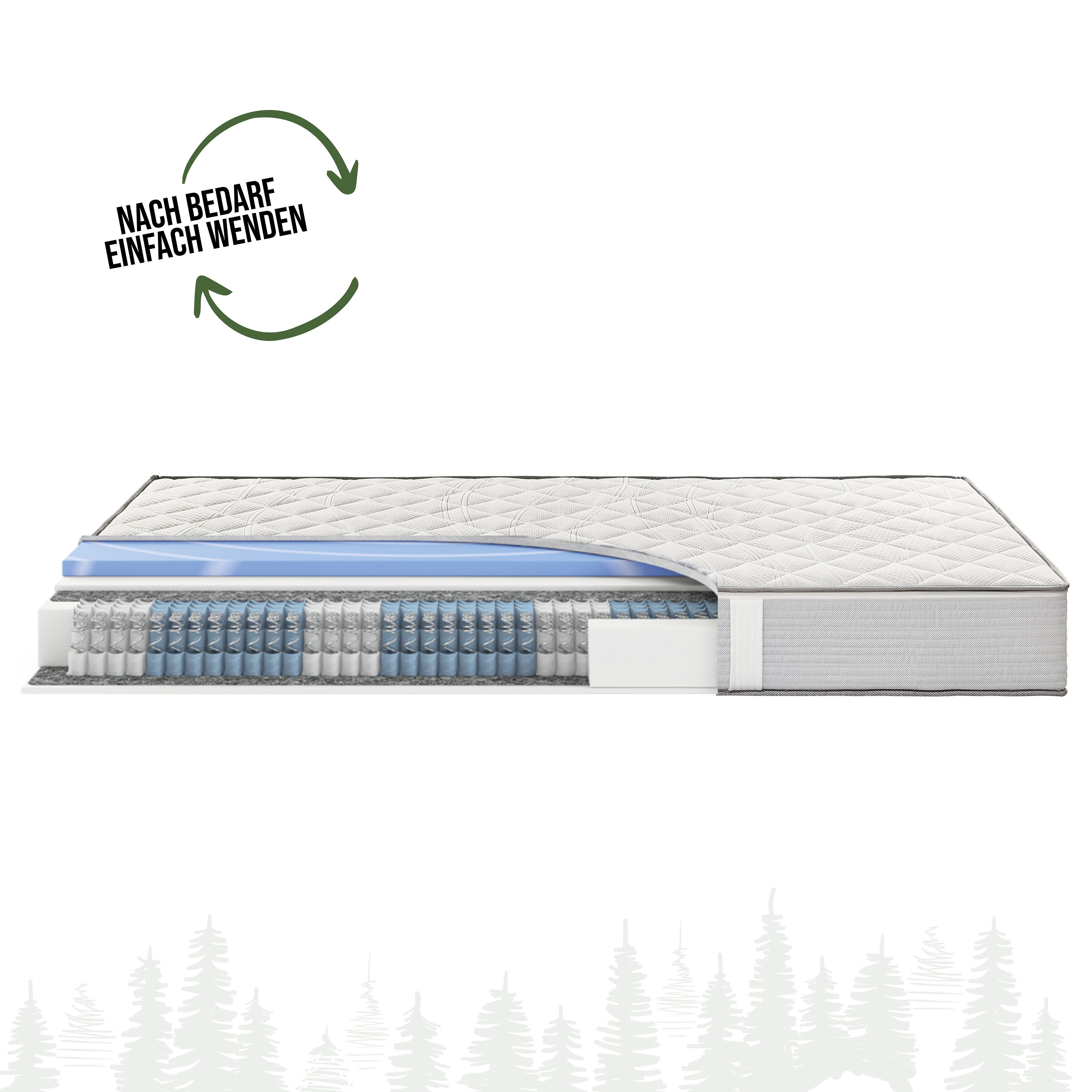 Taschenfederkernmatratze Schwarzwaldmarie Lena -mit Wendefunktion & druckentlastendem Gelschaum, Schwarzwaldmarie, 23 cm hoch, Klimaregulierung, ergonomisch und atmungsaktiv