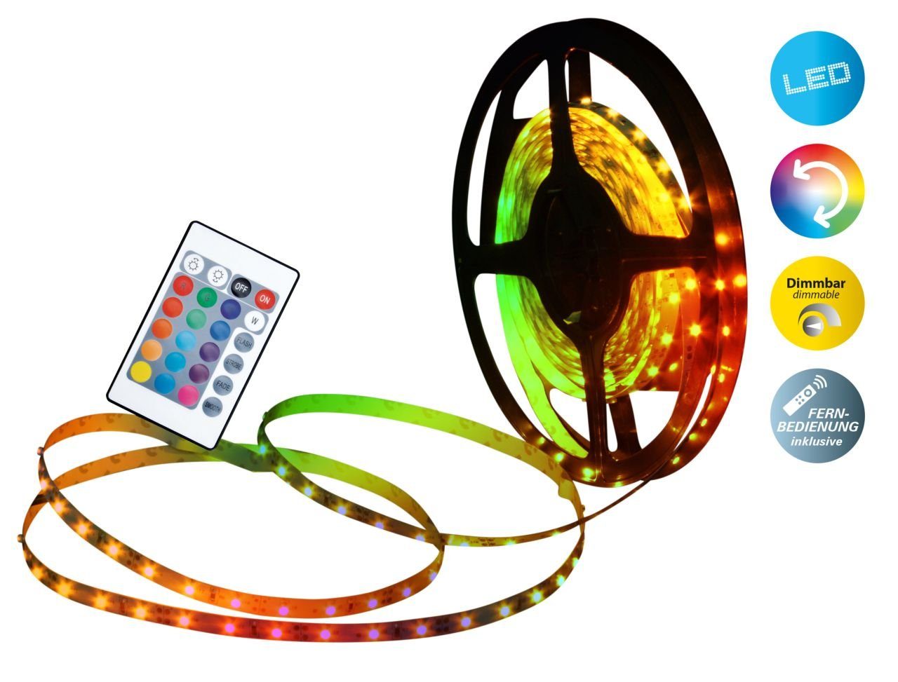 LED Stripe Näve LED Stripe RGB 10m 24W, dimmbar