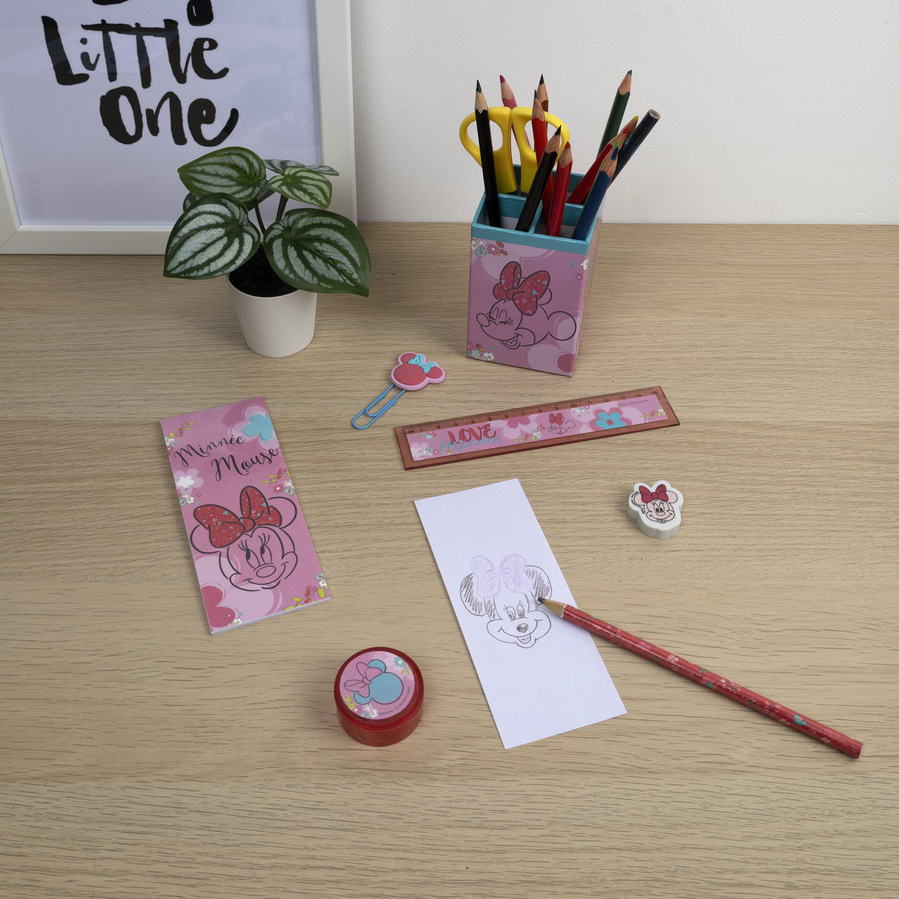 Disney Minnie Mouse Bleistift Gefüllter Stifthalter – 7-teiliges Set für kreative Kinder – Bild 3 von 3