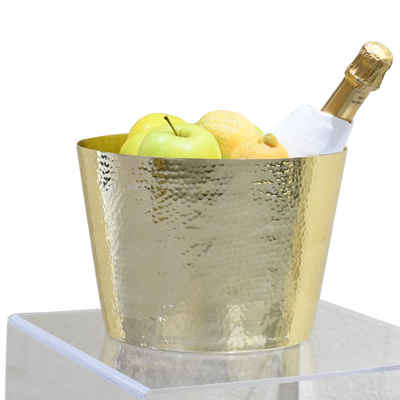 Blue Chilli Design Wein- und Sektkühler Goldfarbender Sekt- und Weinkühler mit gehämmerter Oberfläche in Geschenkbox, Goldfarben, Edelstahl, poliert, gehämmert