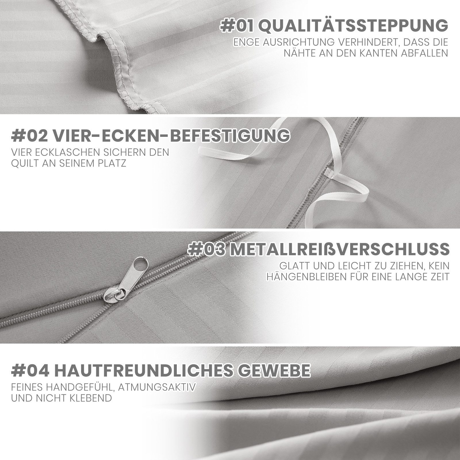 Good Nite Bettwäsche Gestrecktes Mikrofaser-Bettwäsche-Set mit Reißverschluss, Mikrofaser (Polyester), 3 teilig, Hochwertige Mikrofaser, gebürstet, Umschlagstil – Bild 5 von 5