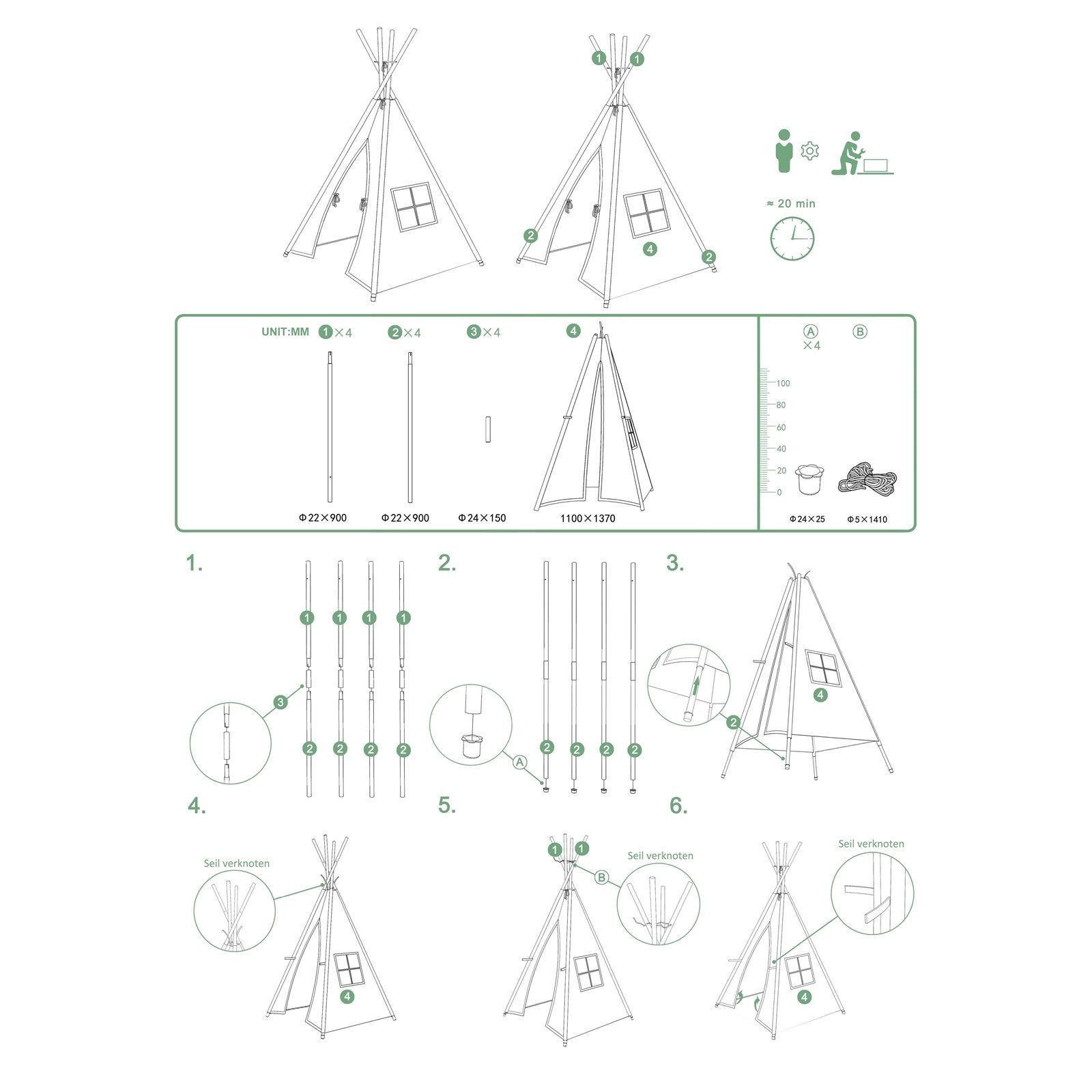 HTI-Line Spielzelt Kinderzimmerzelt Tipi Stars (Stück, 1-tlg., 1x Kinderzel günstig online kaufen