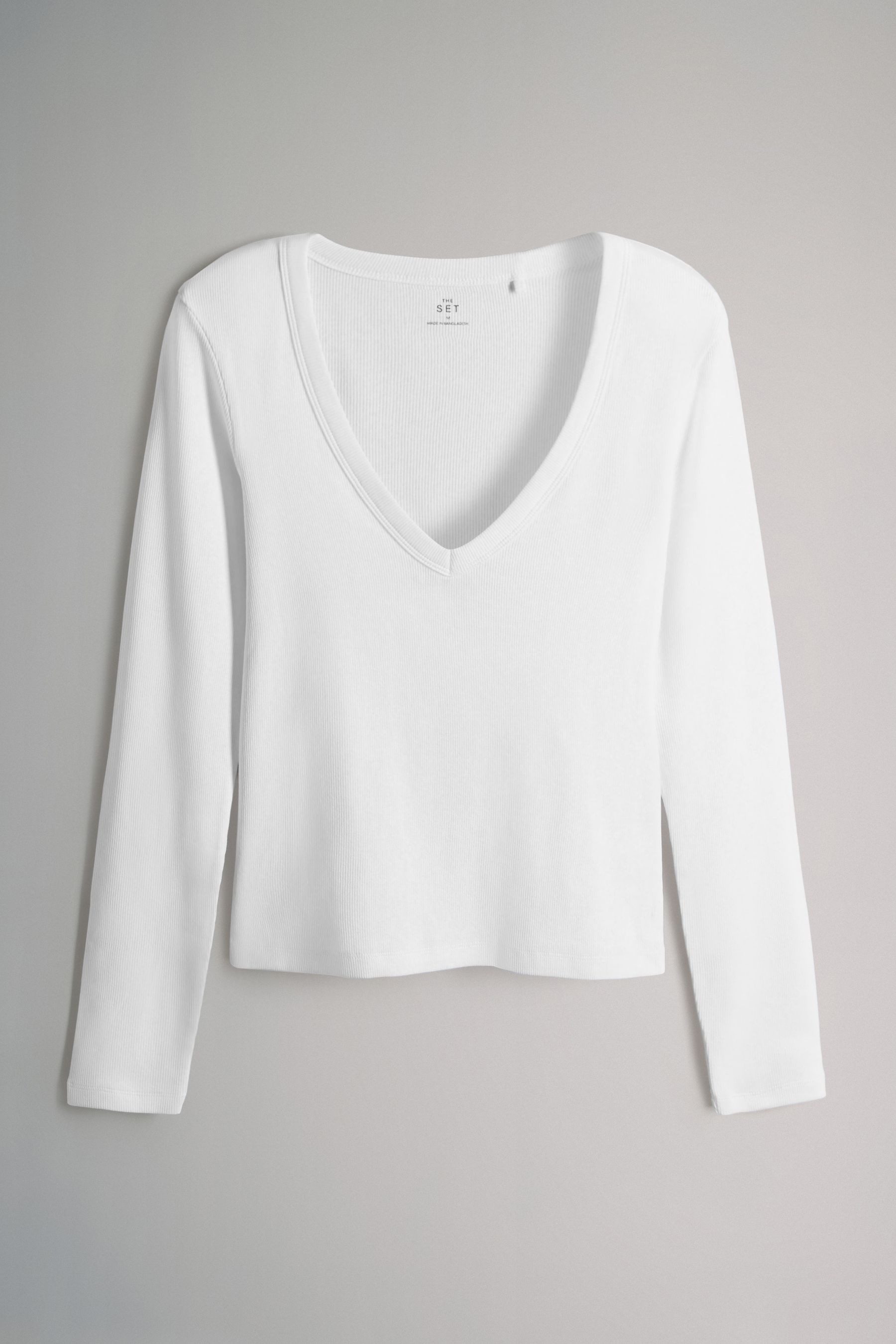 The Set Langarmshirt The Set Gerippte Shirts mit V-Ausschnitt, 5er-Pack (5- günstig online kaufen