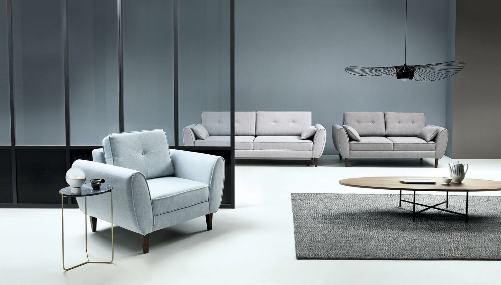 JVmoebel Wohnzimmer-Set, Sofas moderne Luxus Garnitur 3+2+1 Sitz Textil komplette Garnituren Neu Möbel