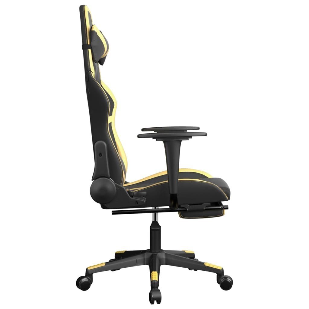 Fußstütze Kunstleder Gaming-Stuhl furnicato Schwarz mit Golden (1 St) und