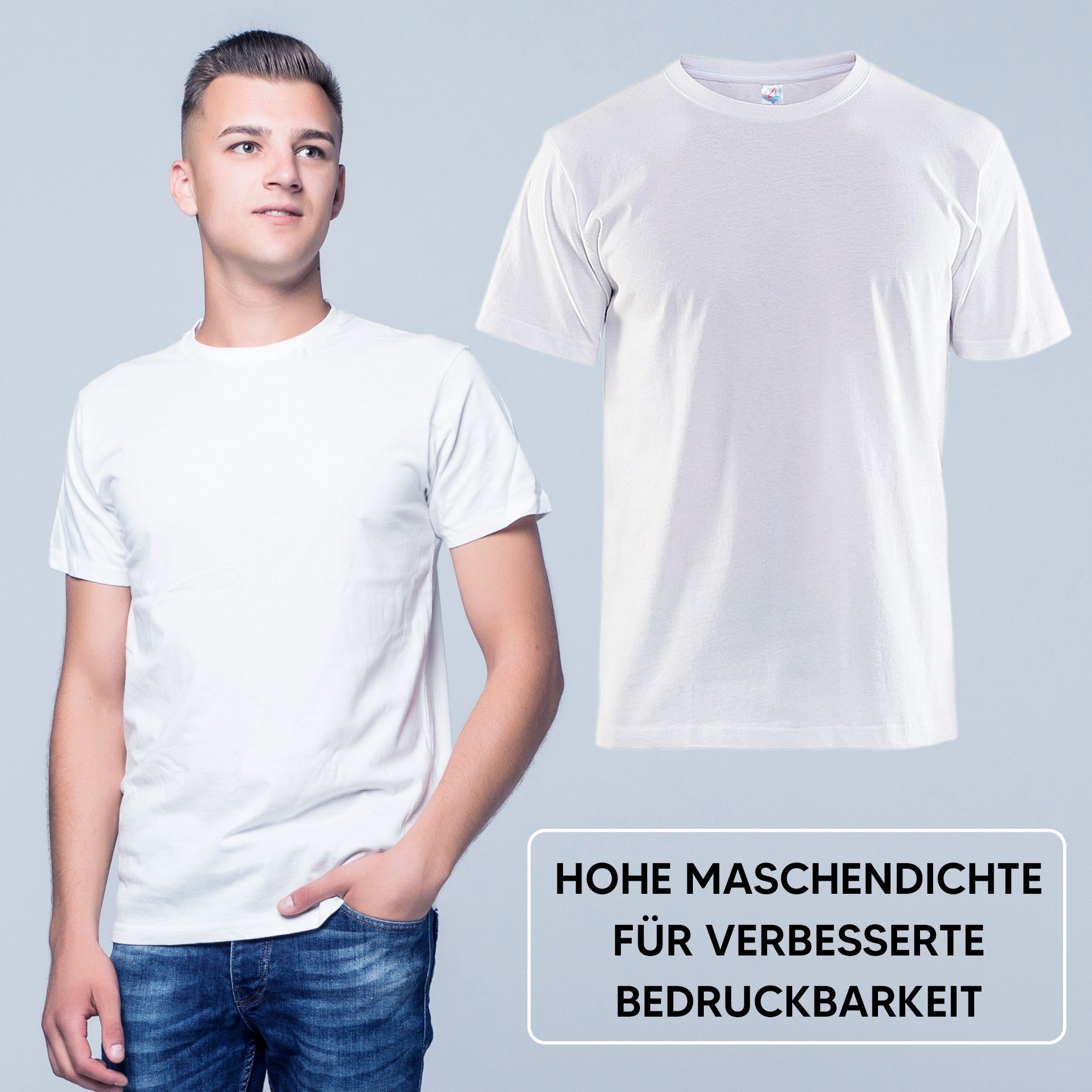 line® Freizeit Shirt Basic Sport Arbeit 10er-Pack) Arbeitsshirt Weiß Beruf T-Shirt Easy 5er-Pack, (10-tlg., Angenehm, Kurzarmshirt gemütlich Set