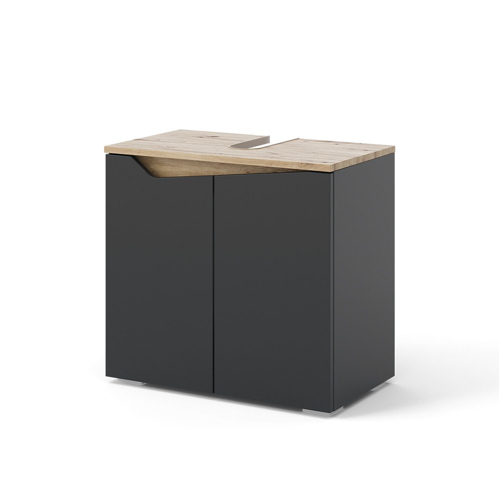 Vicco Waschbeckenunterschrank Marelle, Weiß/Artisan-Eiche, 60 x 57.5 cm mit 2 Türen