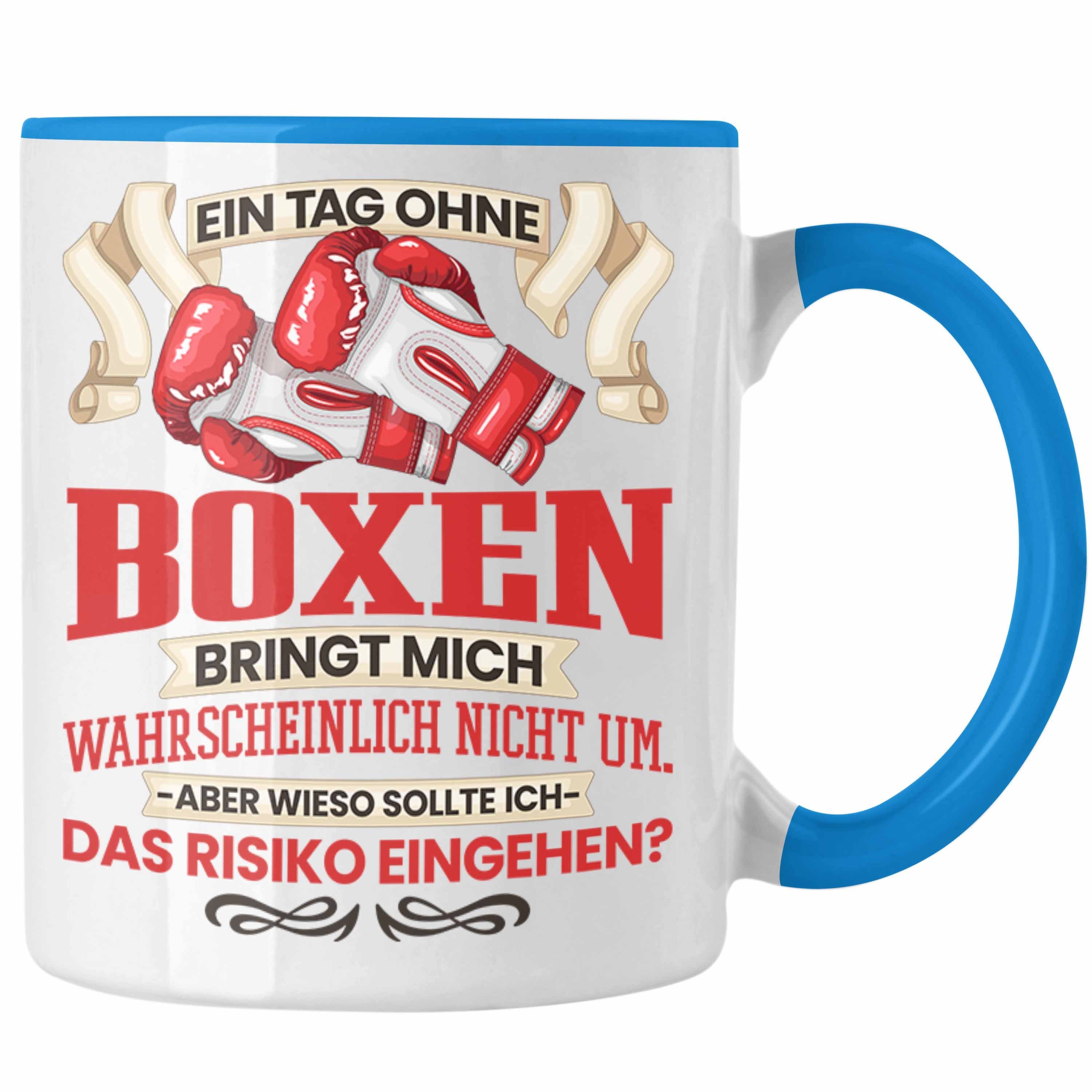 Trendation Tasse Boxen Tasse Geschenk Boxer Kampfsport Geschenkidee Spruch Blau
