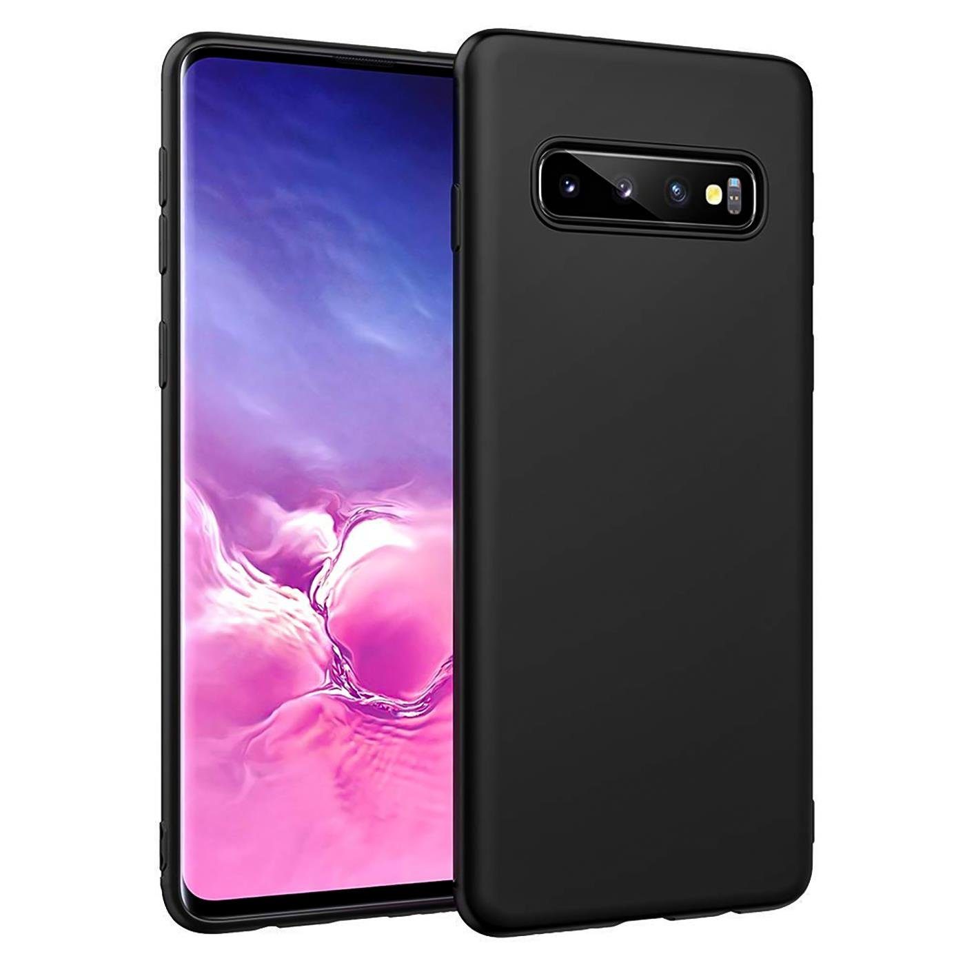 CoolGadget Handyhülle Black Series Handy Hülle für Samsung Galaxy S10 Plus 6,4 Zoll, Edle Silikon Schlicht Robust Schutzhülle für Samsung S10+ Hülle