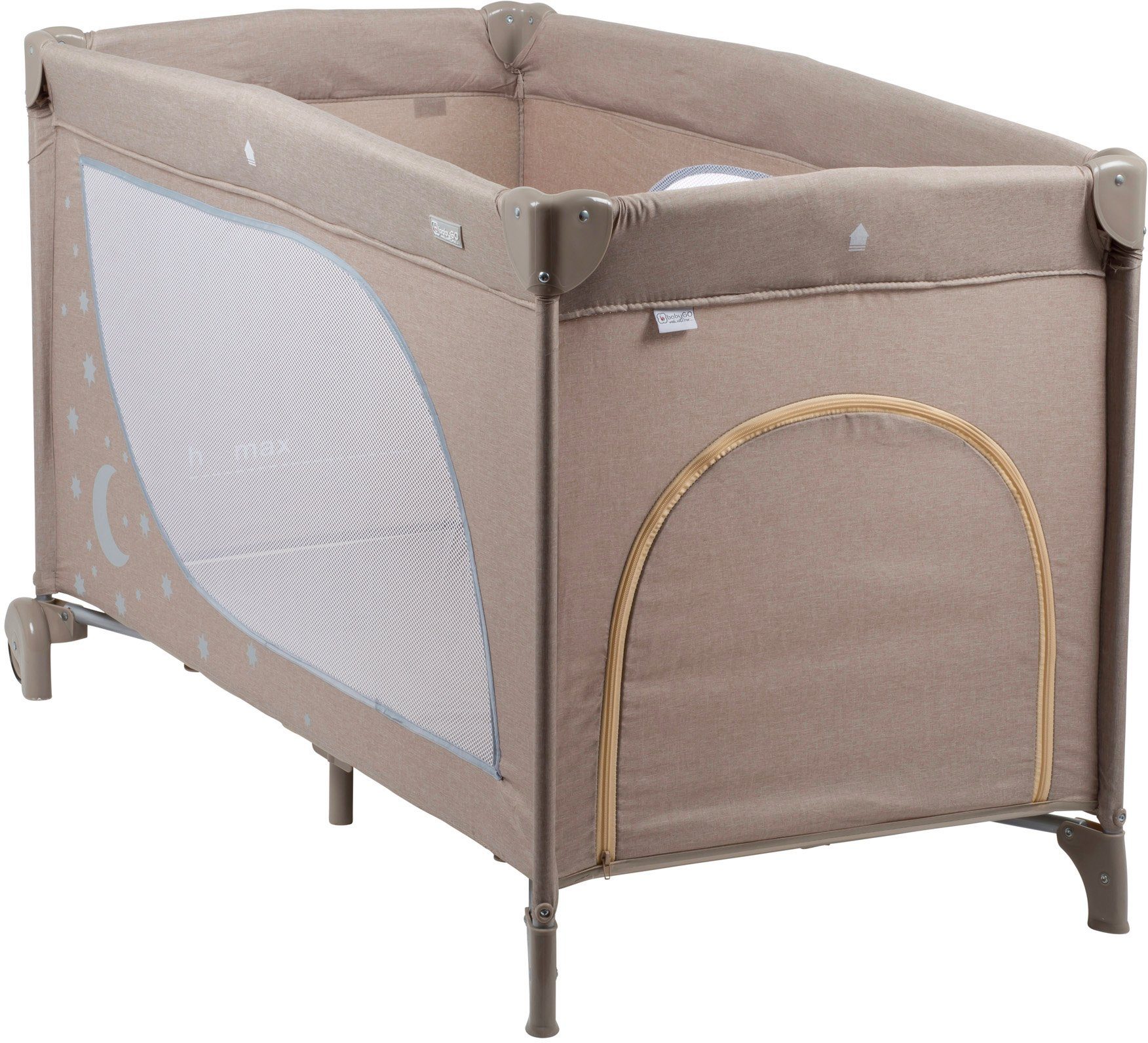 BabyGo Baby-Reisebett Moonstars, beige