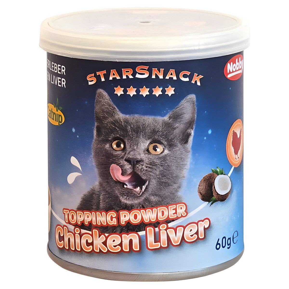 Nobby StarSnack Topping Powder Chicken Liver mit Catnip 60 g, Snack für: Katze