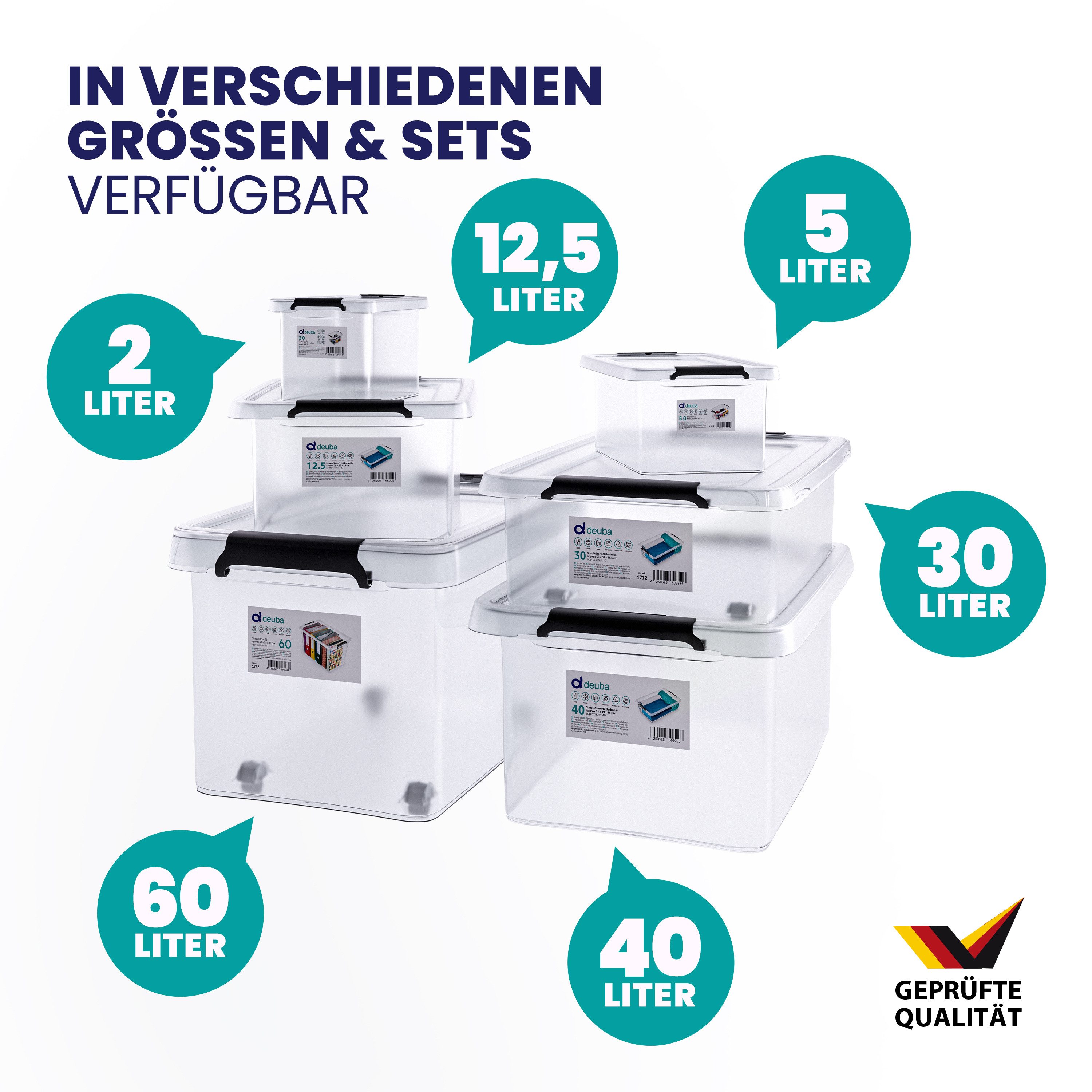 Deuba Aufbewahrungsbox, 2L Deckel Kunststoff Organizer Ordnungsboxen BPA frei stapelbar Küche
